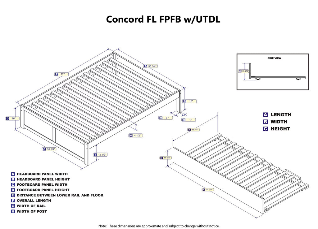 AFI Concord Full Solid Wood Platform Bed with Footboard & Full Trundle in Espresso