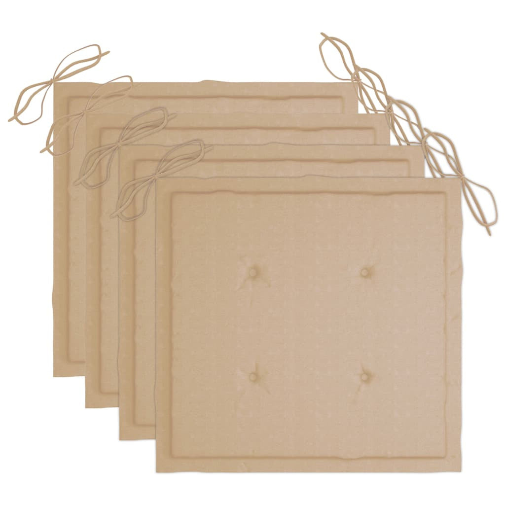 Anself 4 Piece Garden Chairs with Beige Cushion Acacia Wood Outdoor Dining Chair for Patio, Balcony, Backyard, Outdoor Furniture 24 x 22.4 x 36.2 Inches (W x D x H)