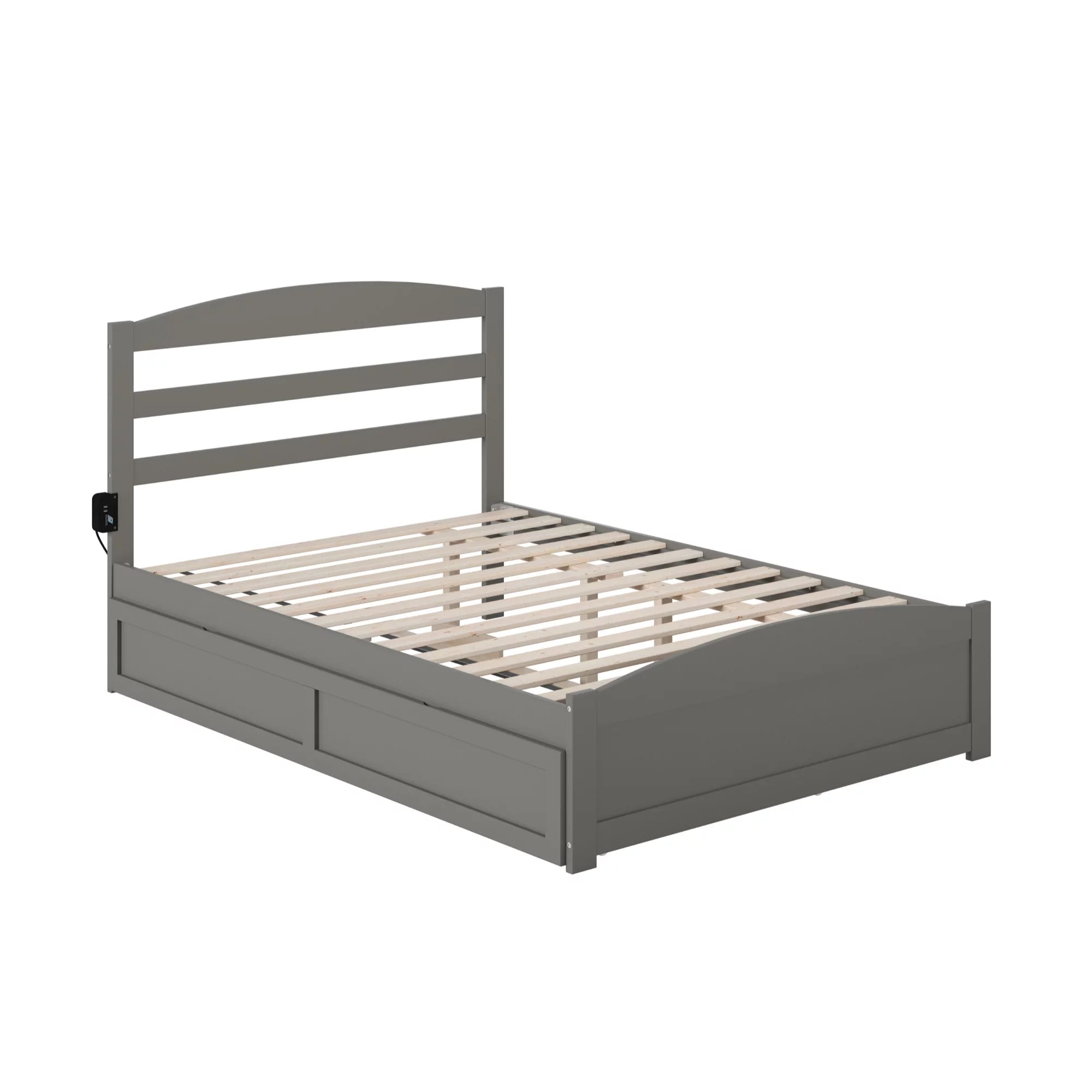 AFI Warren Solid Wood Full Bed w/ Footboard & Twin Trundle in Gray