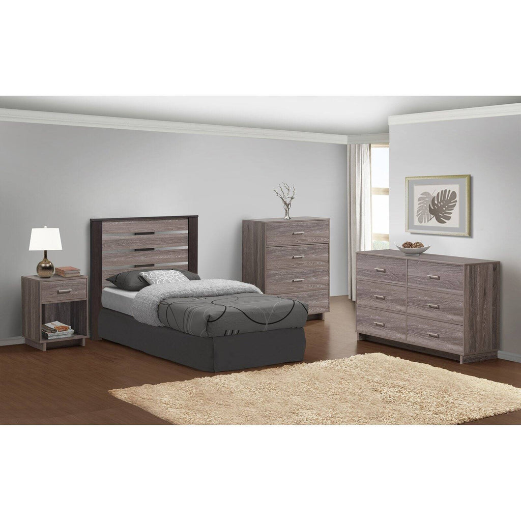 Ameriwood Home Lennon Tall 5 Drawer Dresser, Medium Brown and Faux Rattan