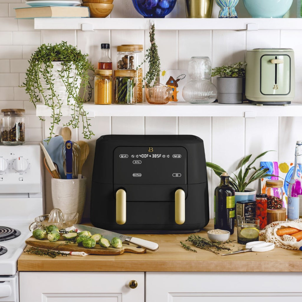 Beautiful 9 QT TriZone Air Fryer, White Icing by Drew Barrymore