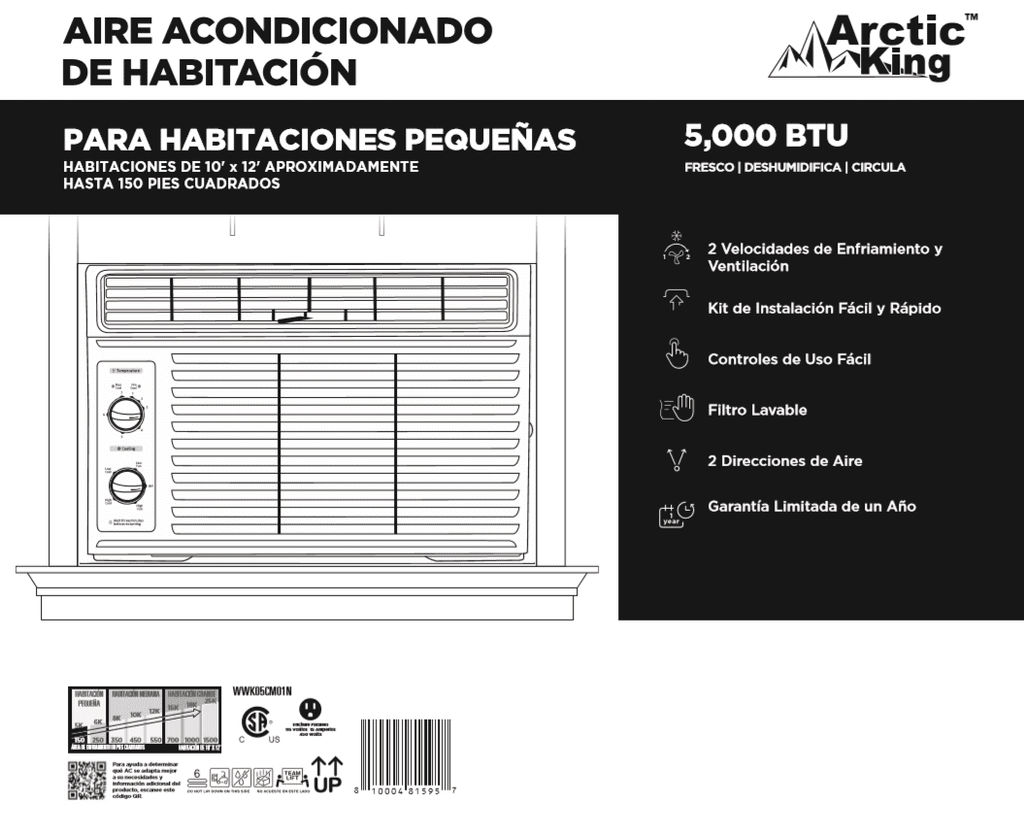 Arctic King 5,000 BTU 115V Mechanical Window Air Conditioner, WWK05CM01N