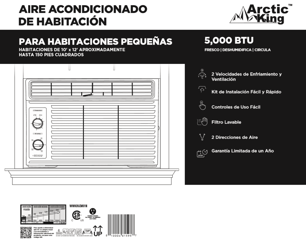 Arctic King 5,000 BTU 115V Mechanical Window Air Conditioner, WWK05CM01N