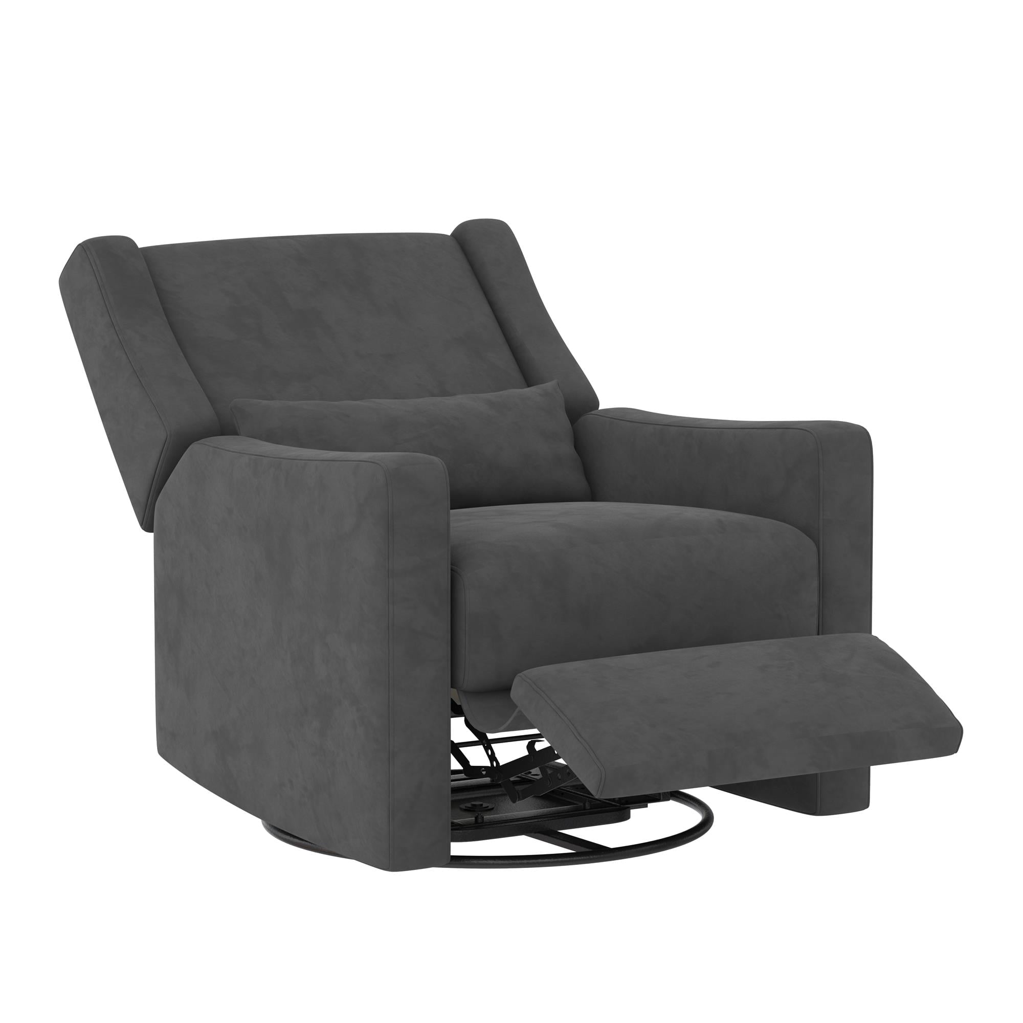 Baby Relax Otto 4-in-1 Nursery Swivel Glider Rocker Power Recliner with USB Ports, Gray Velvet
