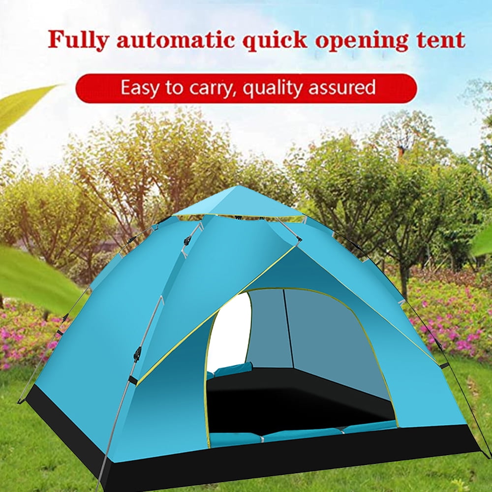 Aedavey Camping Tent 3 Person Automatic Pop Up Instant Tent Waterproof Windproof Portable 7' x 7' x 53" Lake Blue