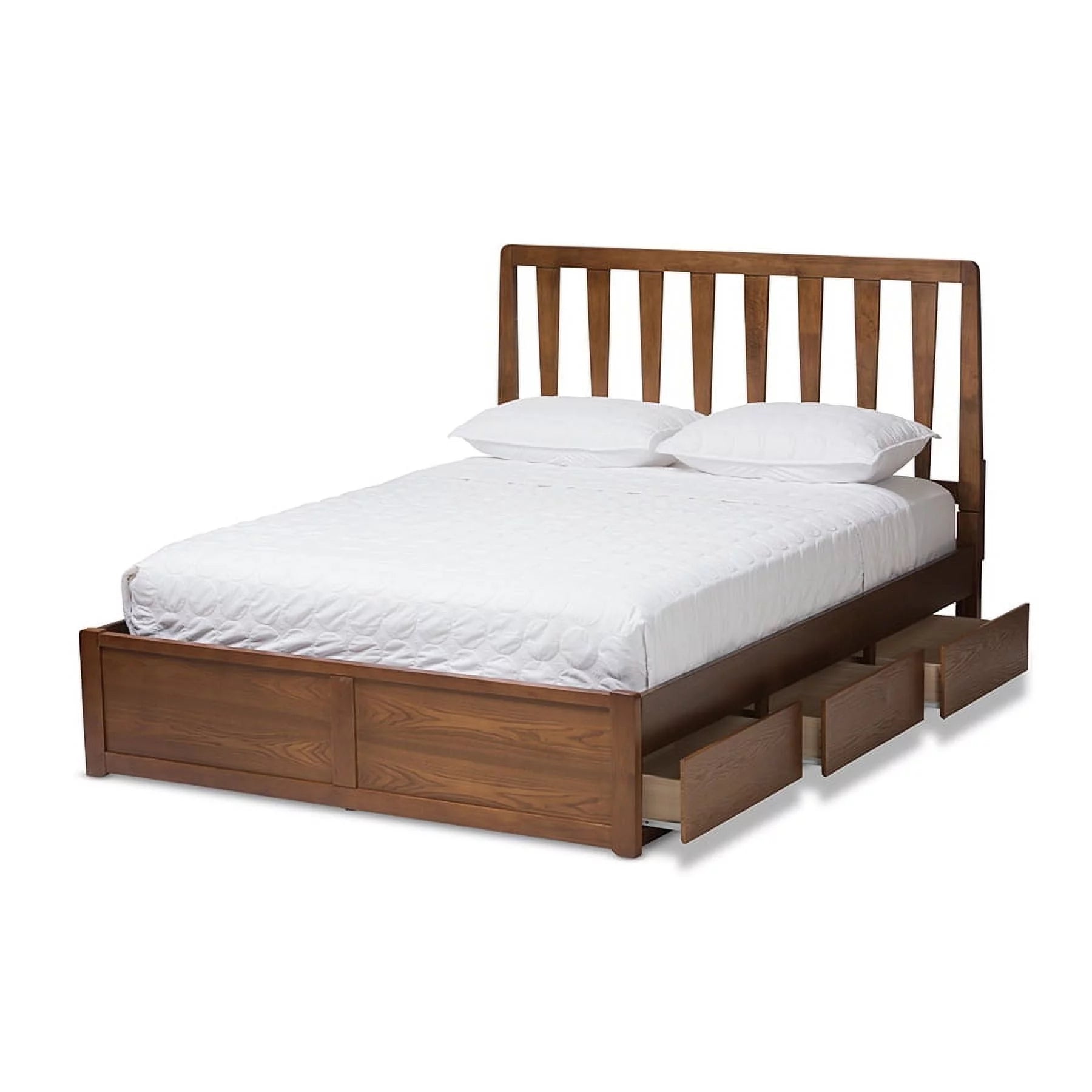 Baxton Studio Raurey Modern and Contemporary Walnut Finished Queen Size Storage Platform Bed