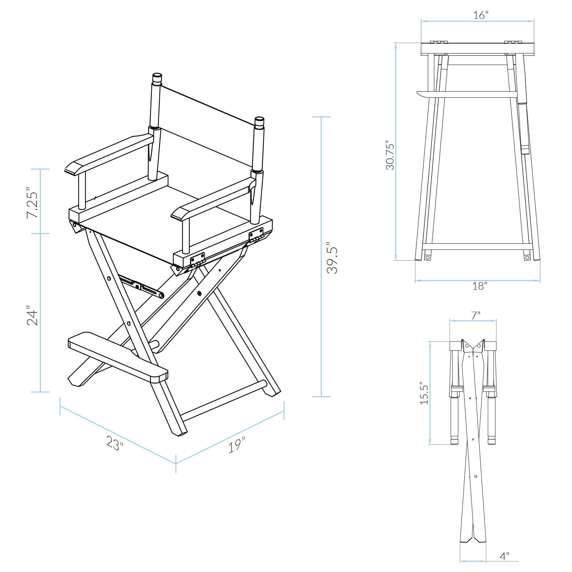 "24" Director's Chair White Frame-Purple Canvas"