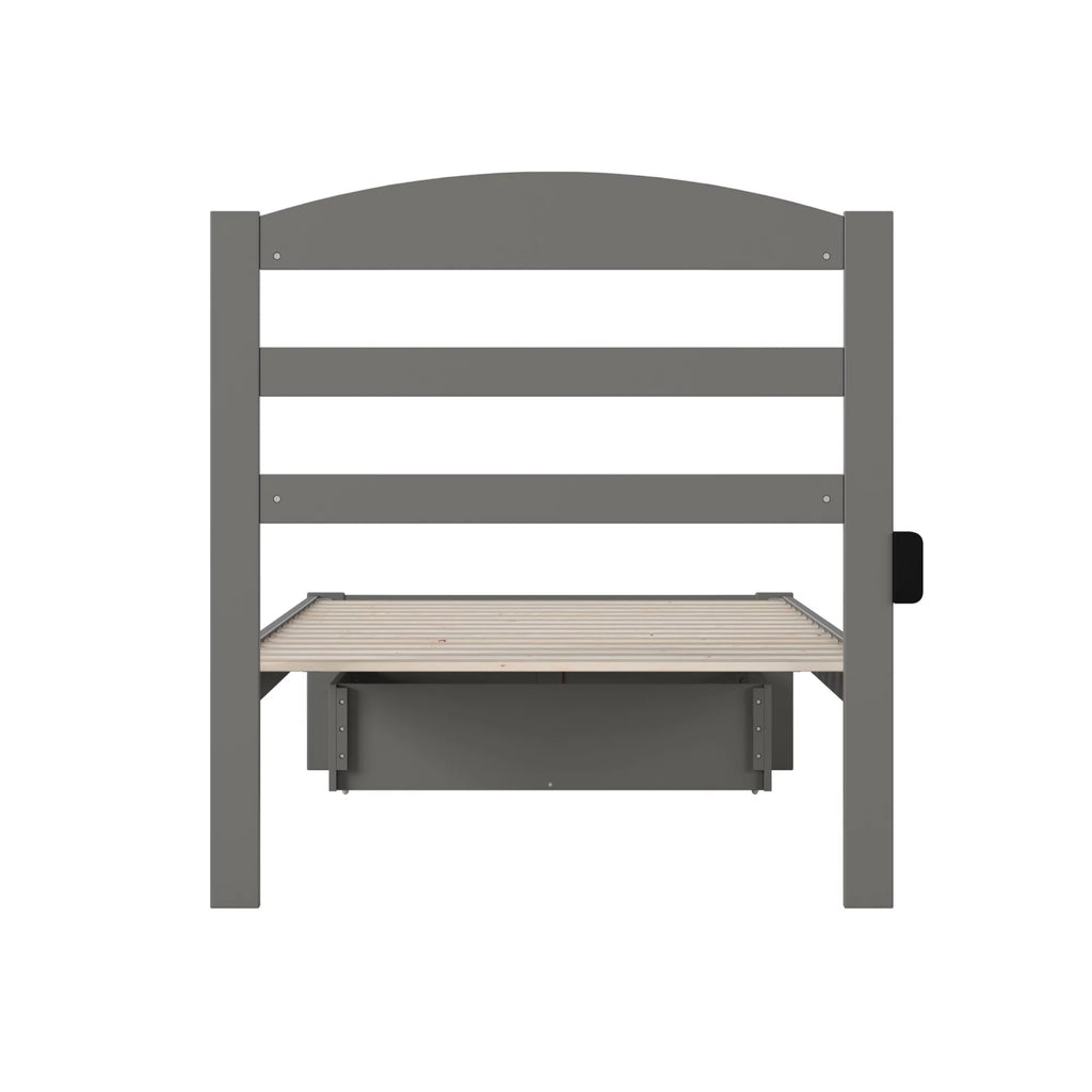 AFI Warren Solid Wood Traditional Twin Bed w/ Drawer in Gray