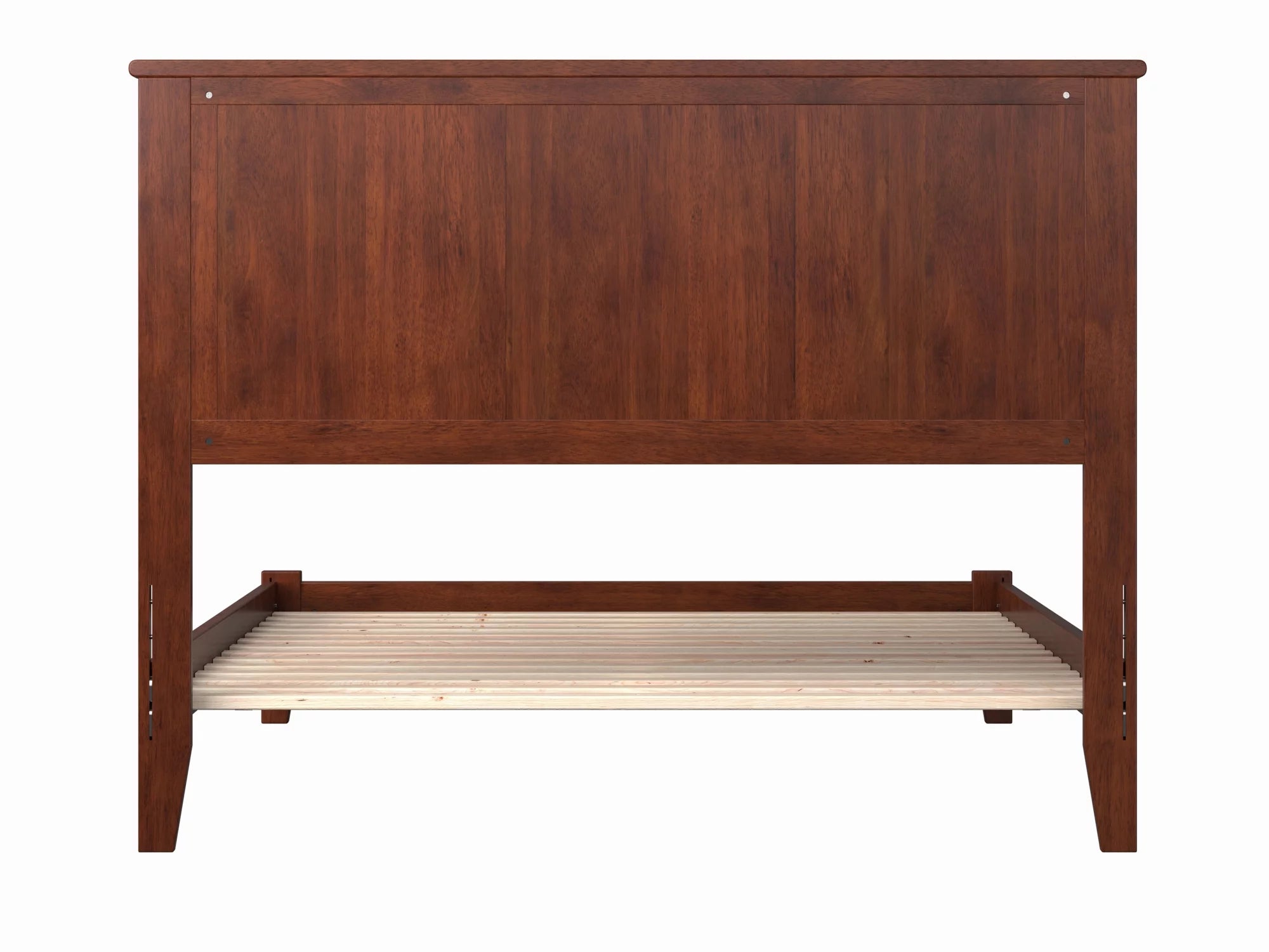 AFI Madison Full Low Profile Wood Platform Bed Frame with Panel Headboard, Walnut
