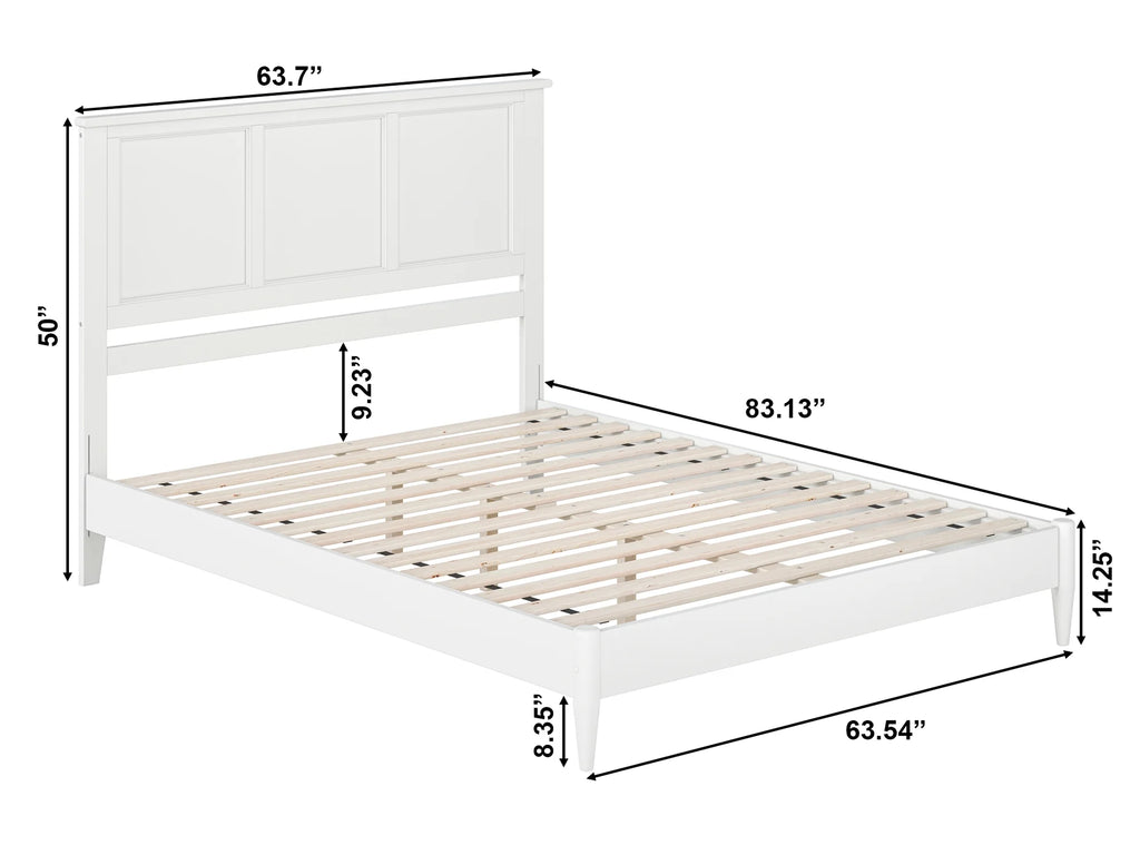 AFI Charlotte Queen Solid Wood Low Profile Platform Bed, White