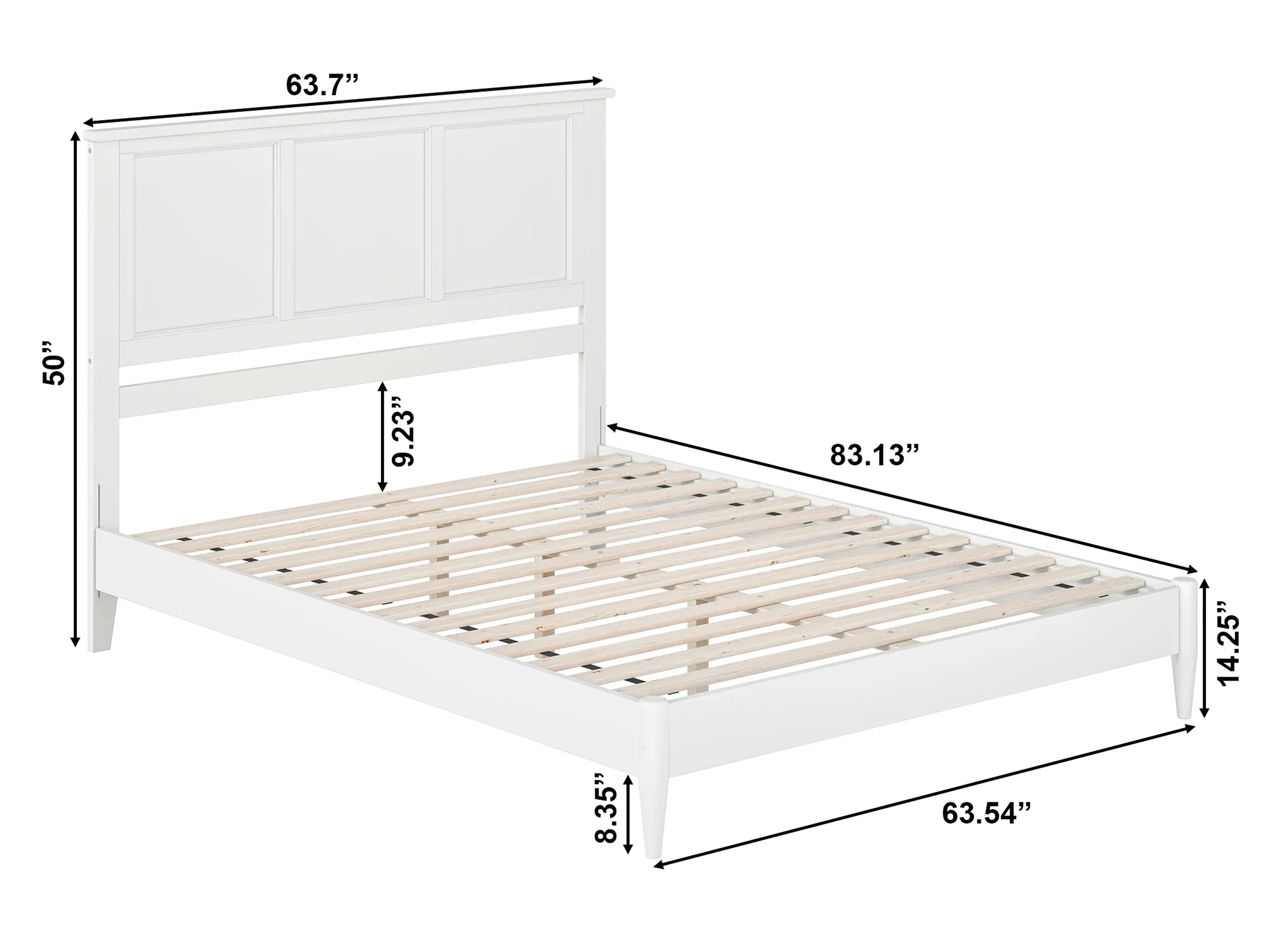 AFI Charlotte Queen Solid Wood Low Profile Platform Bed, White