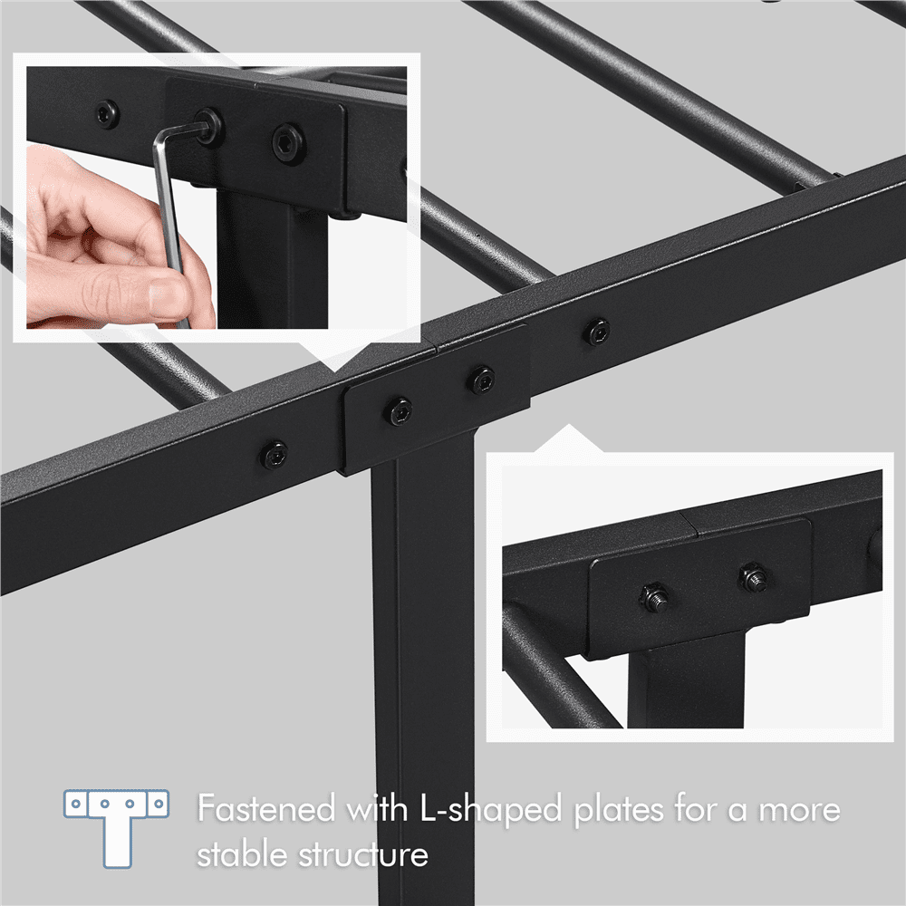 Alden Design Metal Platform Bed Frame with Headboard and Footboard, Twin, Antique Gold