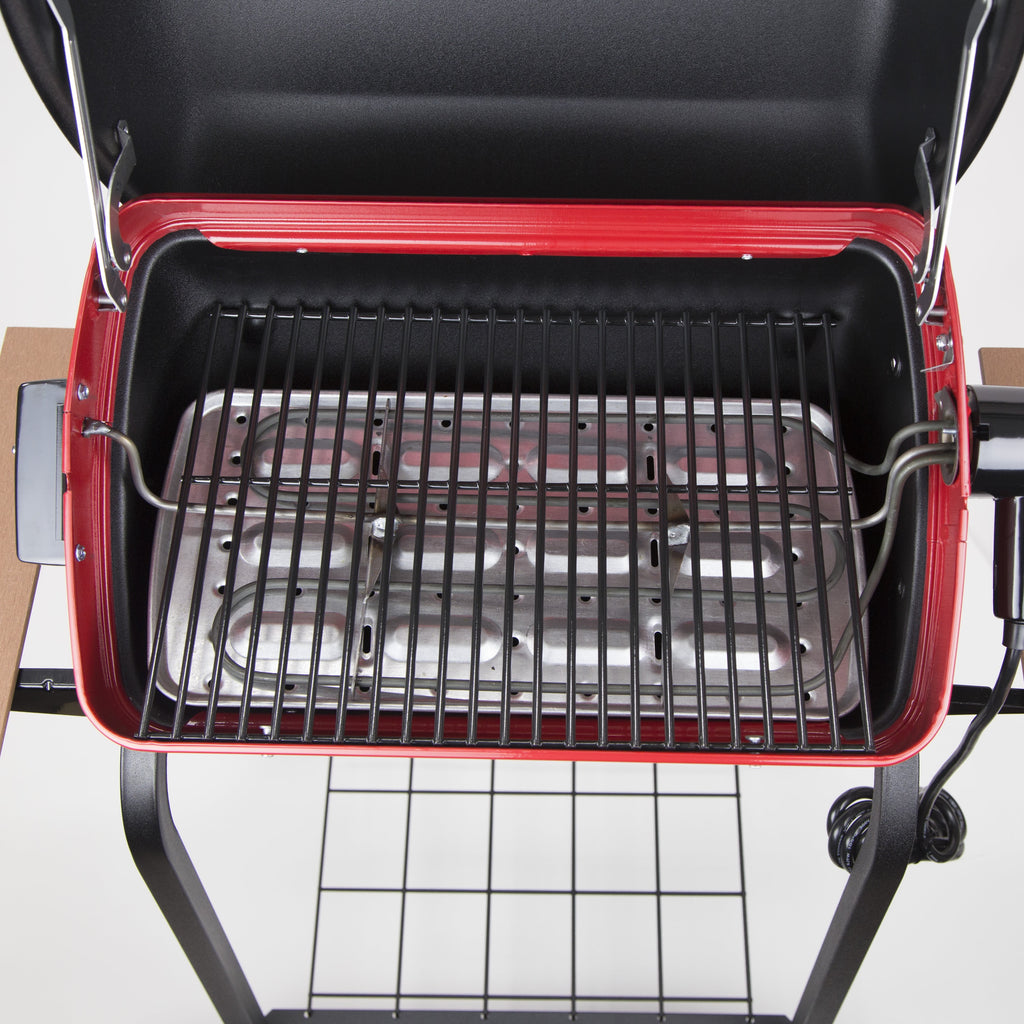 Americana Portable Electric Cart Grill with Two Folding Tables, Red
