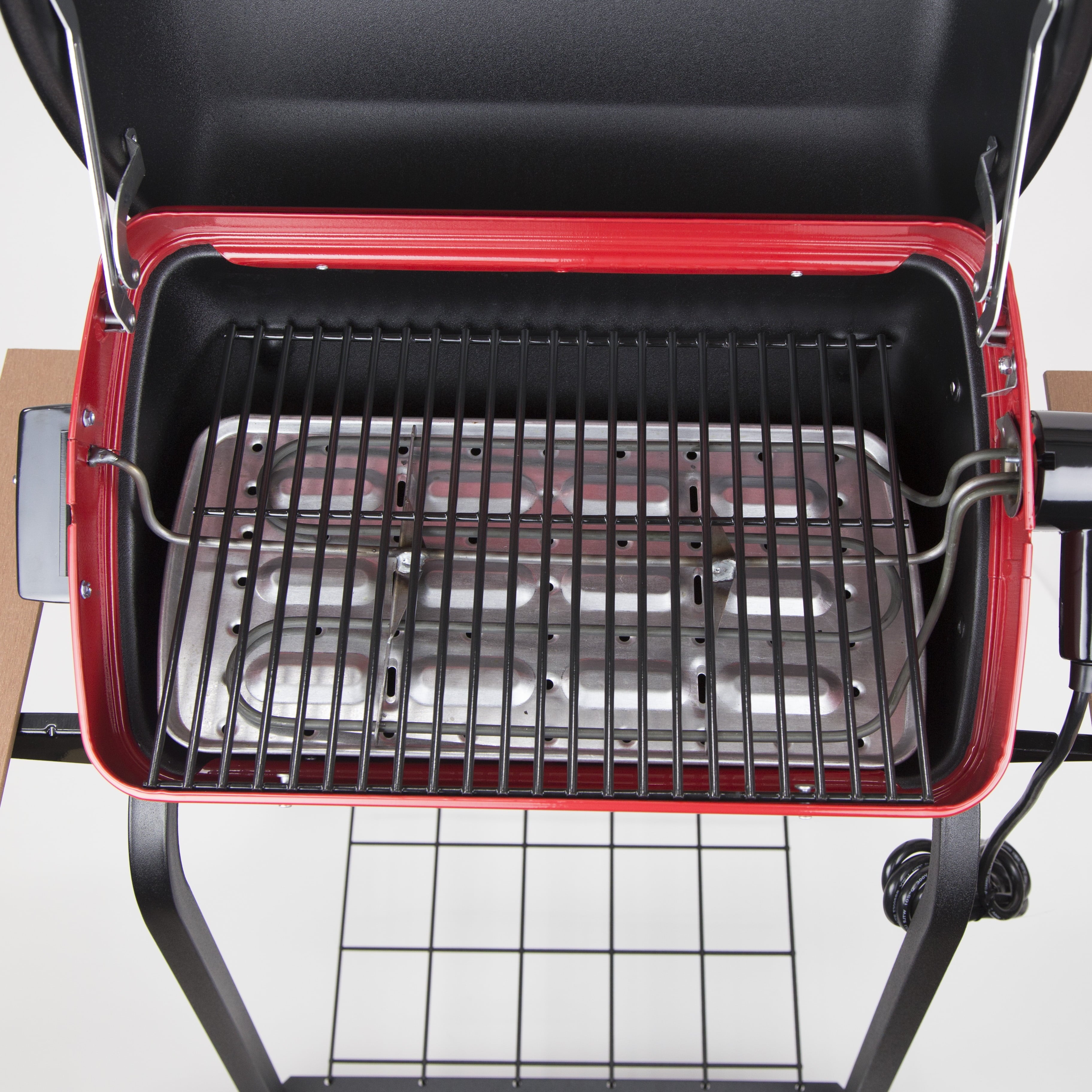 Americana Portable Electric Cart Grill with Two Folding Tables, Red