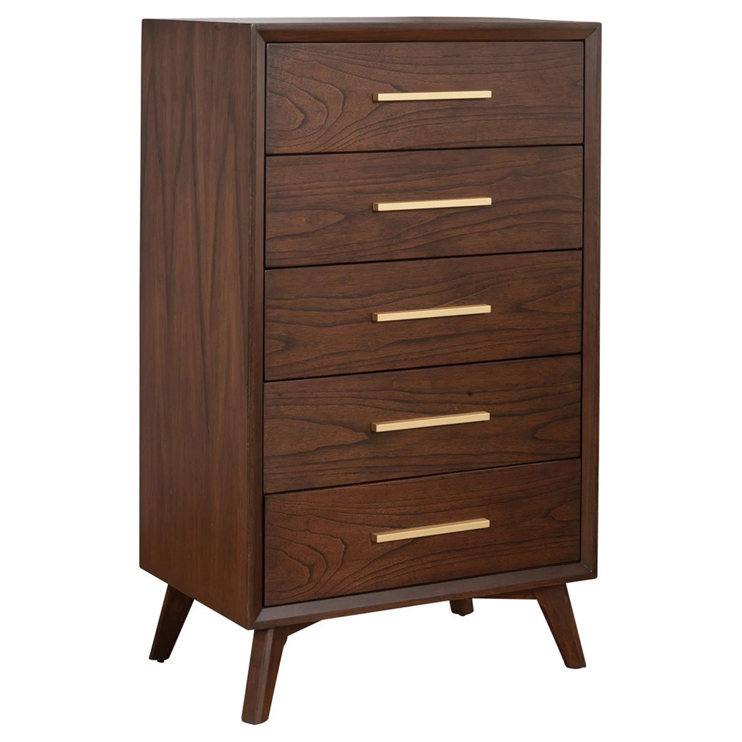 Alpine Furniture Gramercy 5 Drawer Wood Chest in Walnut (Brown)