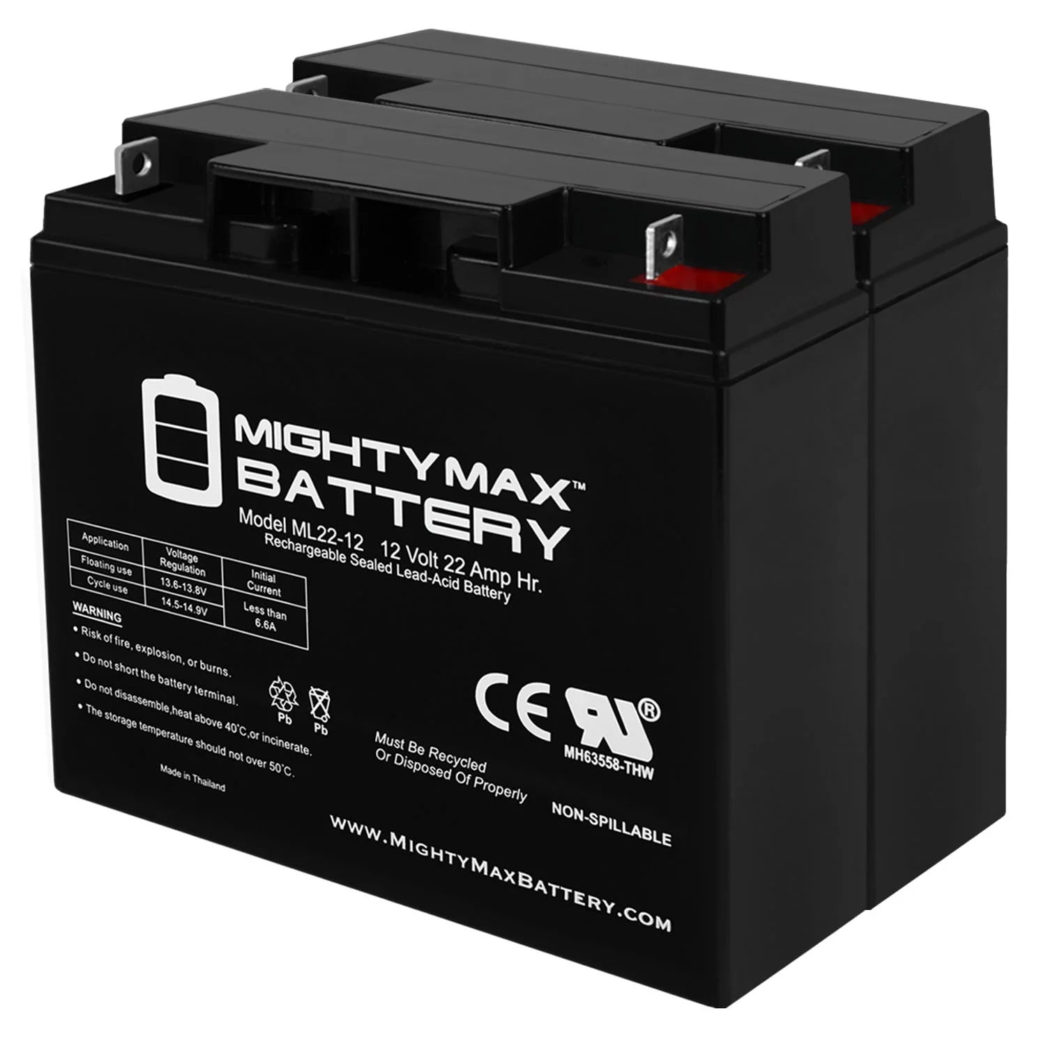 12V 22AH SLA Battery for HYC Xcaliber 600 Electric Scooter - 2 Pack
