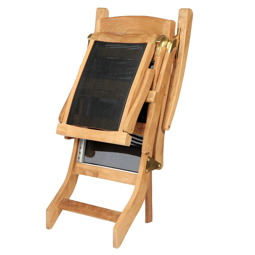 ARB Teak Colorado Black Textiline Steamer Deck Lounge Chair