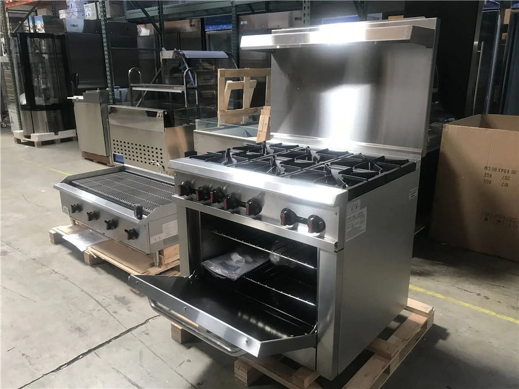 36" Width, 6 Burners, Commercial Range & Oven,  Natural Gas and Propane, NSF/ETL Certified, Thermostat, Stainless Steel Galvanized and Cast iron Grate For Restaurant Heavy Duty, 211000 BTU