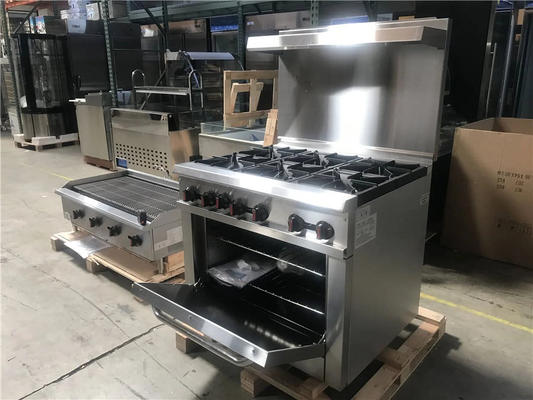 36" Width, 6 Burners, Commercial Range & Oven,  Natural Gas and Propane, NSF/ETL Certified, Thermostat, Stainless Steel Galvanized and Cast iron Grate For Restaurant Heavy Duty, 211000 BTU