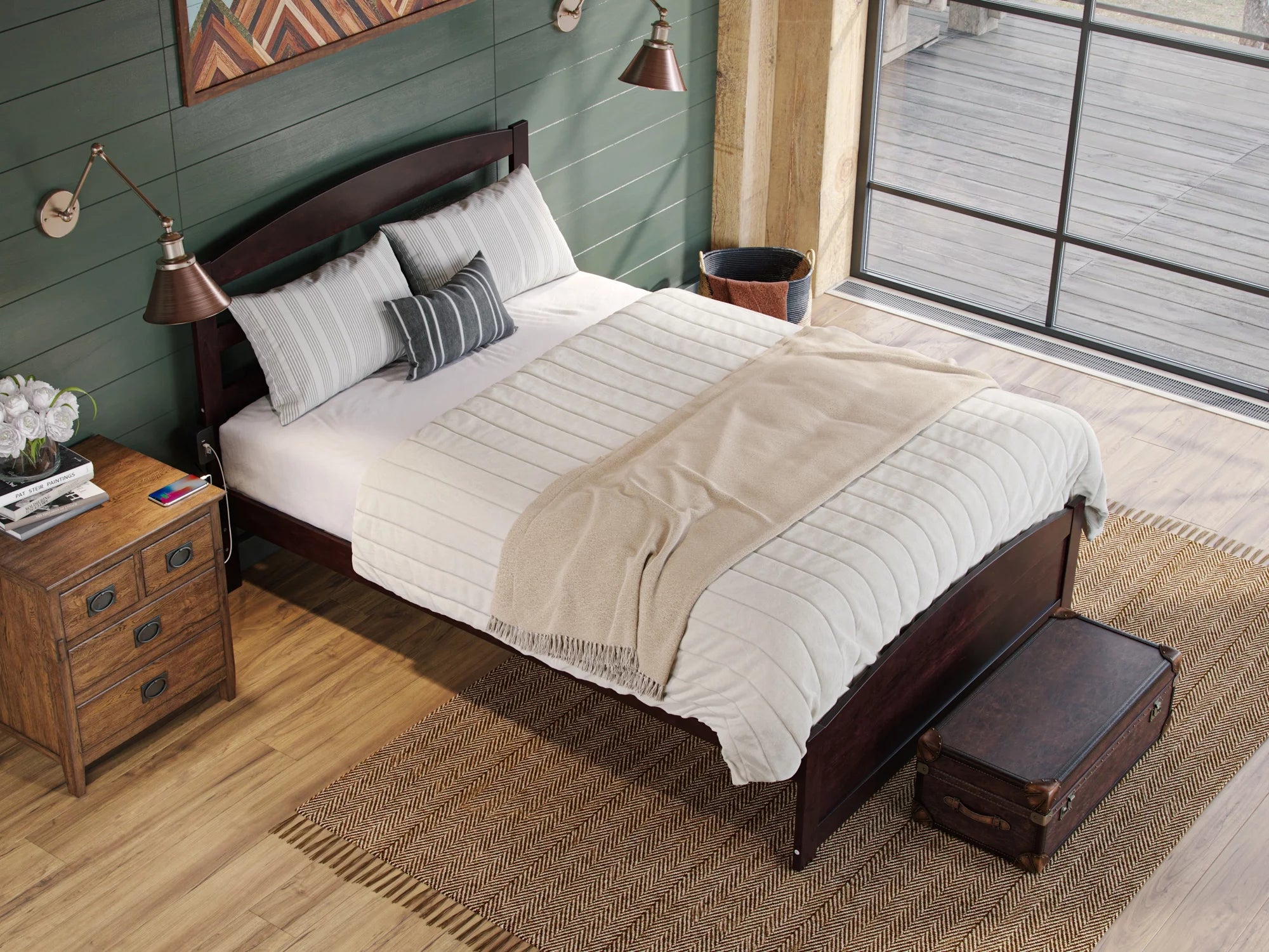 AFI Warren 14" Queen Wood Platform Bed Frame with Headboard and Footboard, Espresso