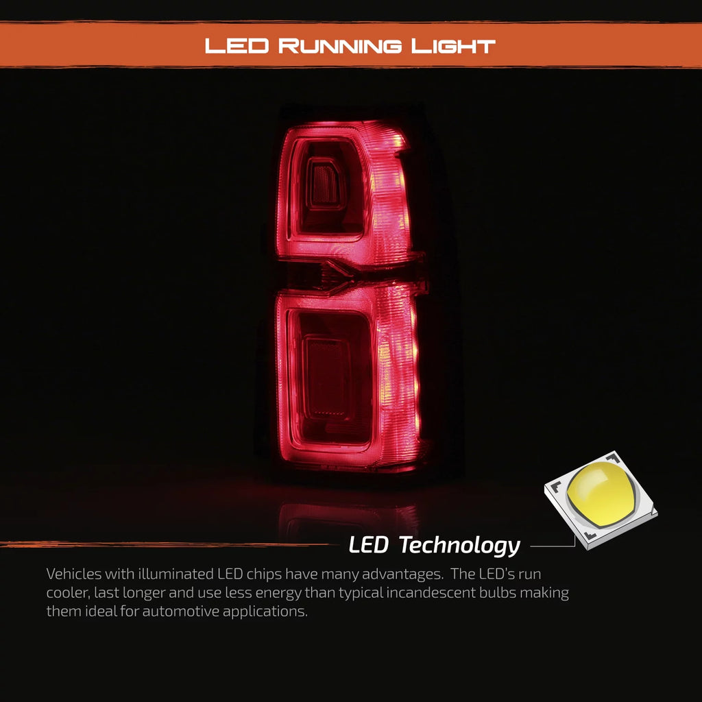 AKKON - Fits 2015-2020 Chevy Suburban Tahoe Pickup LED Running Chrome Red Tail Light Brake Lamp Outer Driver Left Replacement