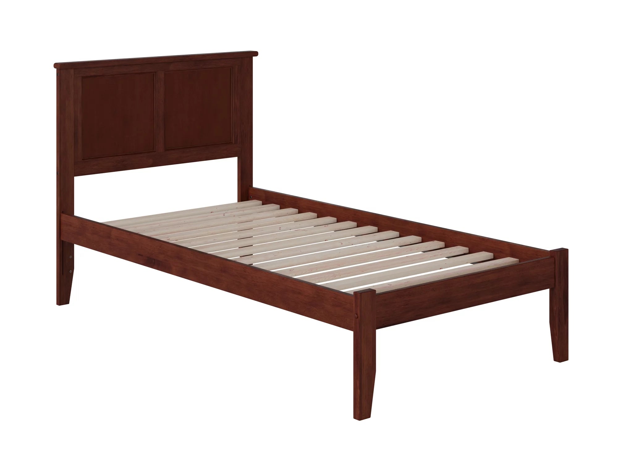 AFI Madison Twin Solid Wood Platform Bed with Panel Headboard in Walnut