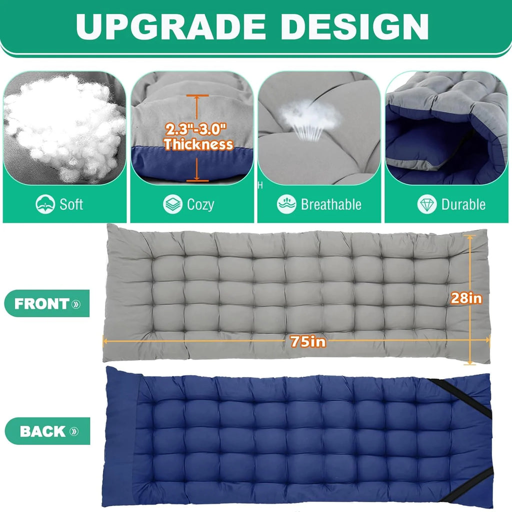 ABORON 2 Packs Oversized XL Folding Sleeping Cots for Adults, 900lb Loading Double-Layer 1200D, Heavy Duty Guest Bed W/Mattress & Carrying Bag