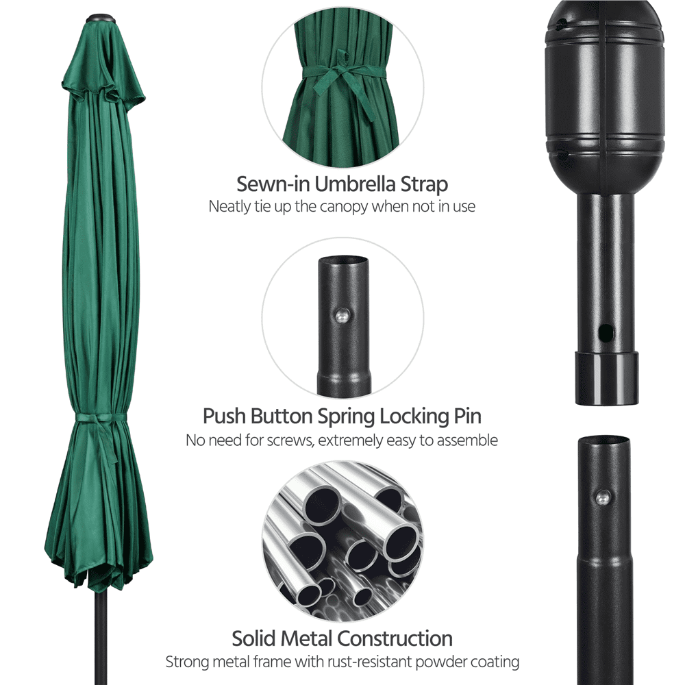 Alden Design Patio Umbrella with Crank and Push Button to Tilt, Multiple Sizes and Colors