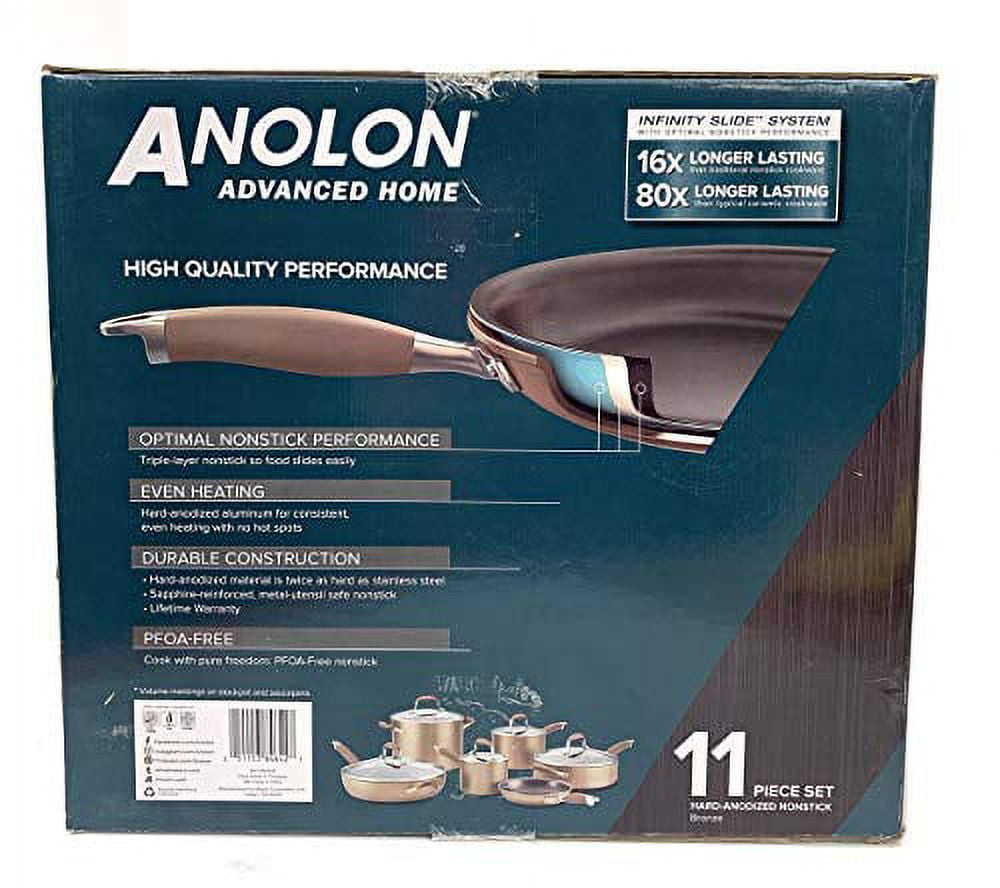 Anolon Advanced Home 11 Piece Nonstick Pots and Pans Set, Bronze