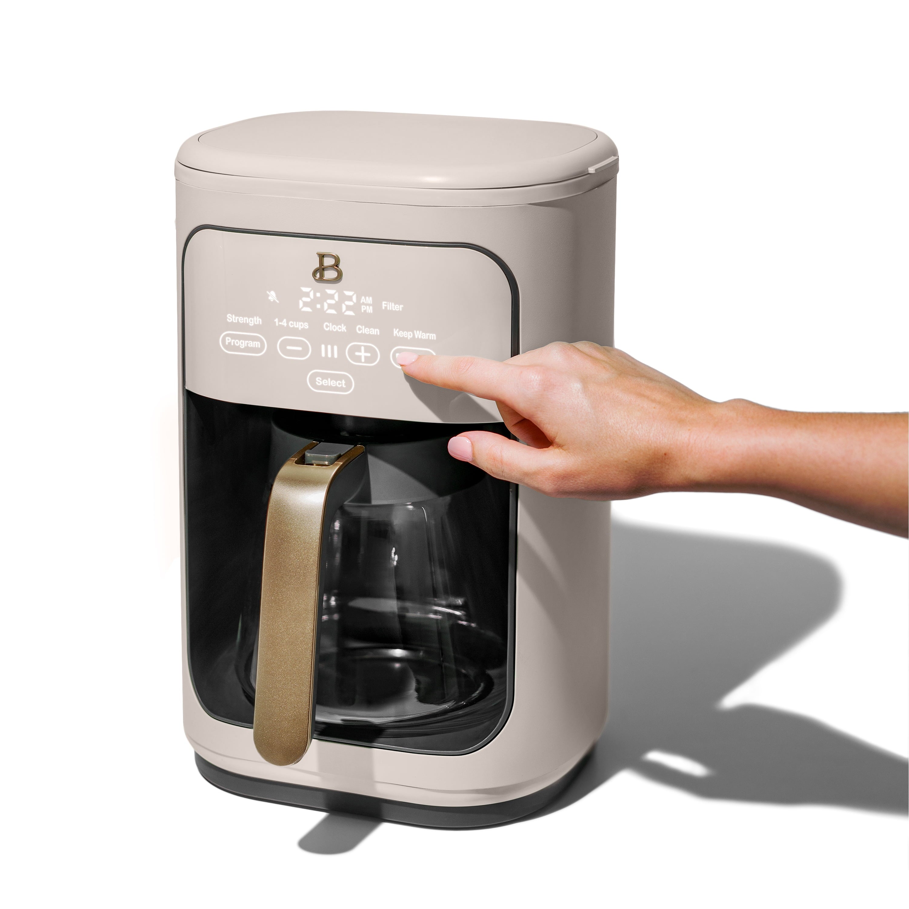 Beautiful 14-Cup Programmable Drip Coffee Maker with Touch-Activated Display, White Icing by Drew Barrymore