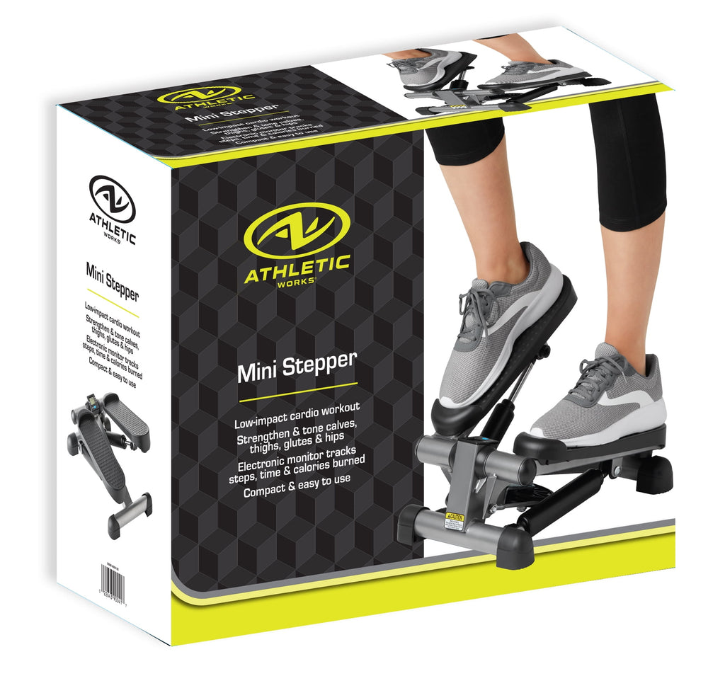 Athletic Works Mini Stepper Machine with Hydraulic Tension Resistance, Compact 14" L x 15" W x 12.5" H Footprint