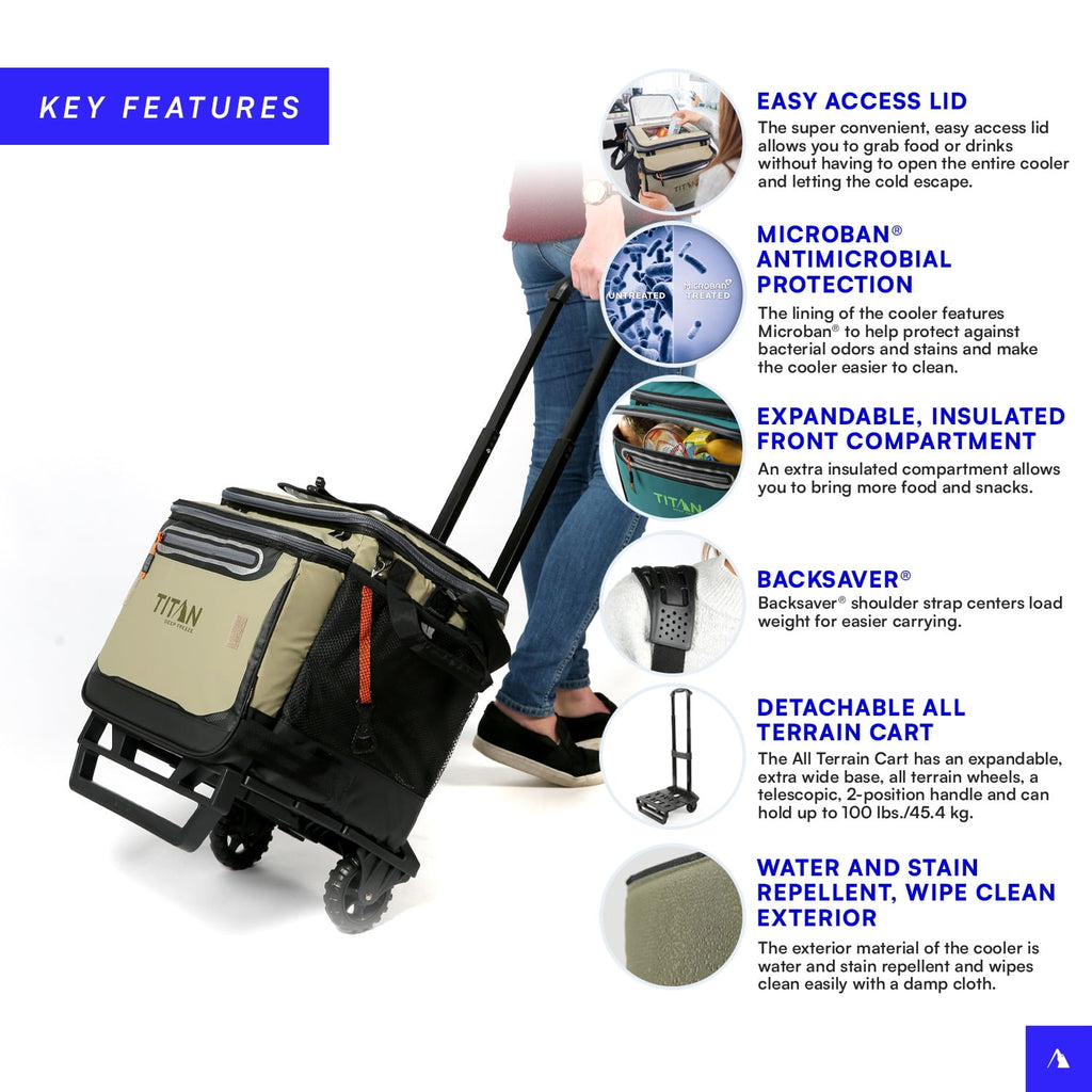 Arctic Zone® Titan Deep Freeze® 60(50+10) Can/40 Quart Wheeled Cooler - Process Blue