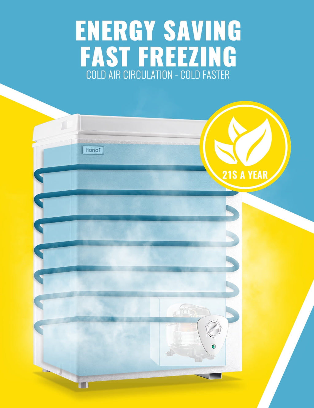 3.5 Cubic Feet Chest Freezer Small Deep Freezers with 7 Gears Temp Control Office Dorm Kitchen White