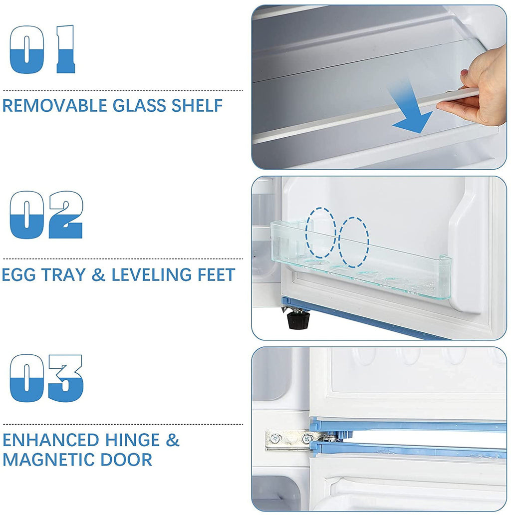 3.5Cu.ft Compact Refrigerator, Krib Bling Fridge with Dual Door Small Refrigerator with Freezer, Black