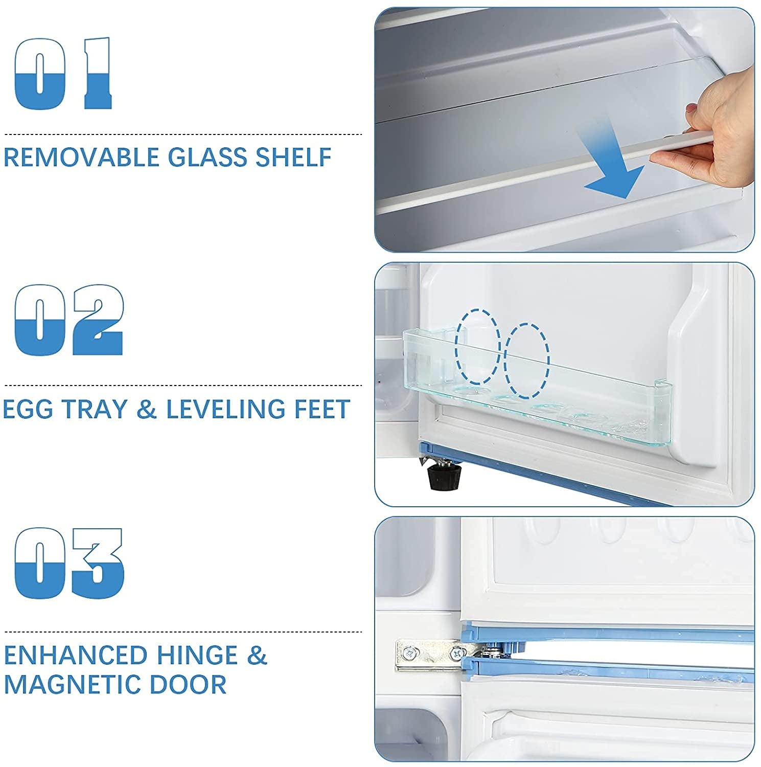 3.5Cu.ft Compact Refrigerator, Krib Bling Fridge with Dual Door Small Refrigerator with Freezer, Black