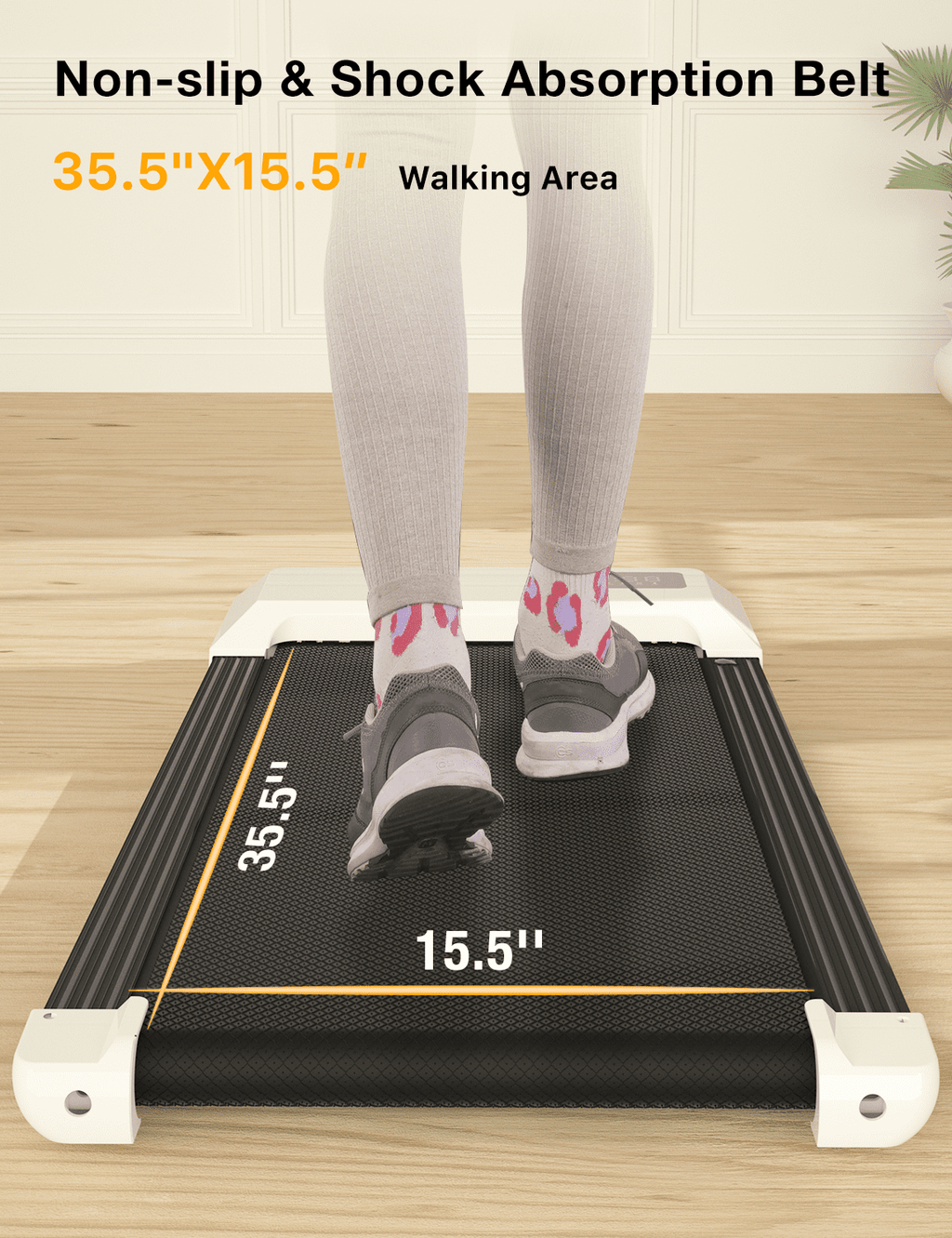 2.5Hp Walking Pad, 35.5*15.5 Walking Area 2 in 1 Under Desk Treadmill,300lb Walking Treadmill with Remote Control and LED Display, Quiet, Compact & Small Treadmill for Home & Office (White)