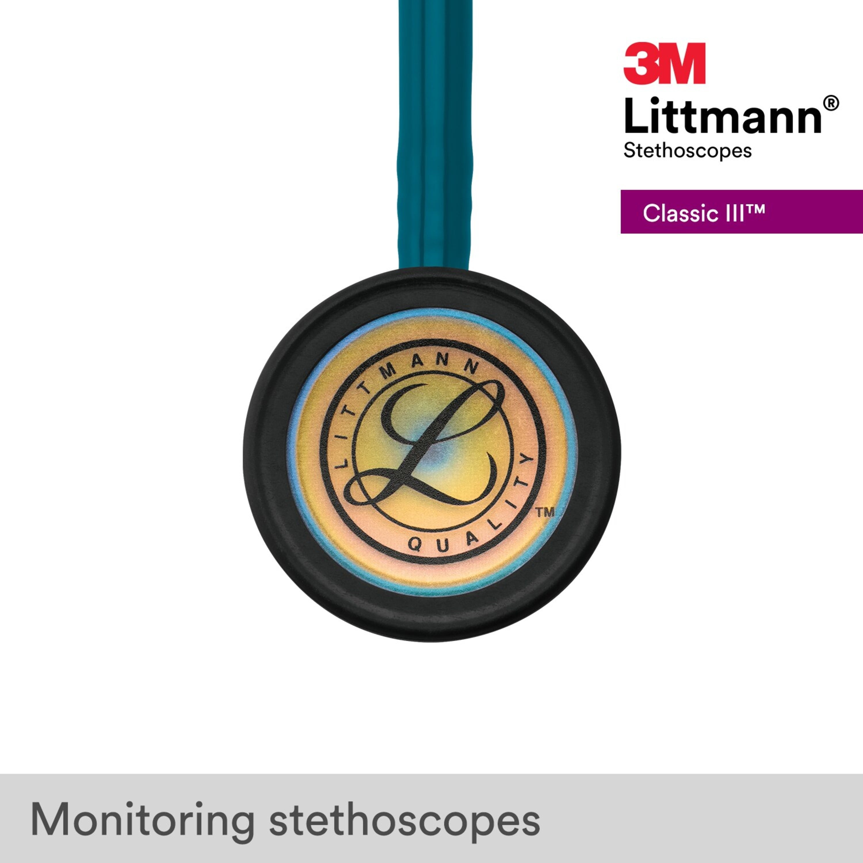 3M Littmann Classic III Stethoscope, Smoke-Finish, Black Tube, 27 inch, 5811