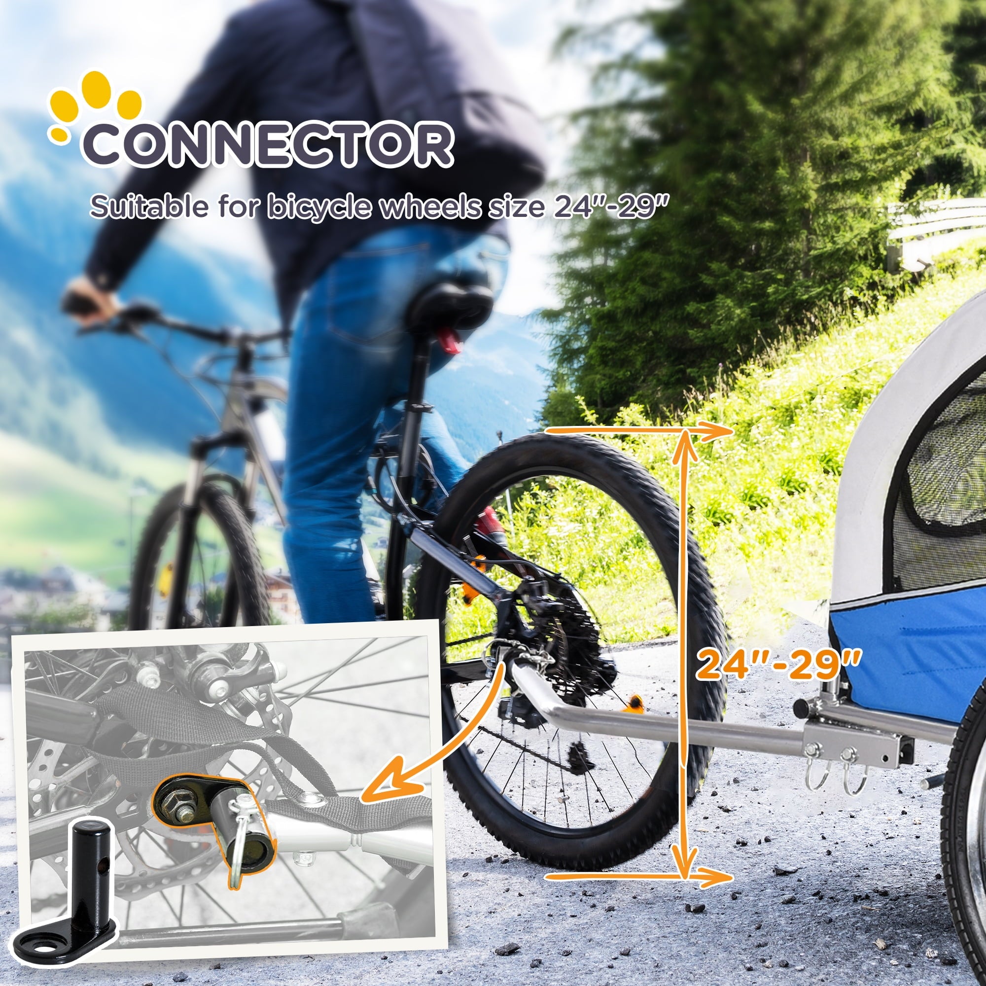 Aosom Dog Bike Trailer 2-In-1 Pet Stroller with Canopy and Storage Pockets, White