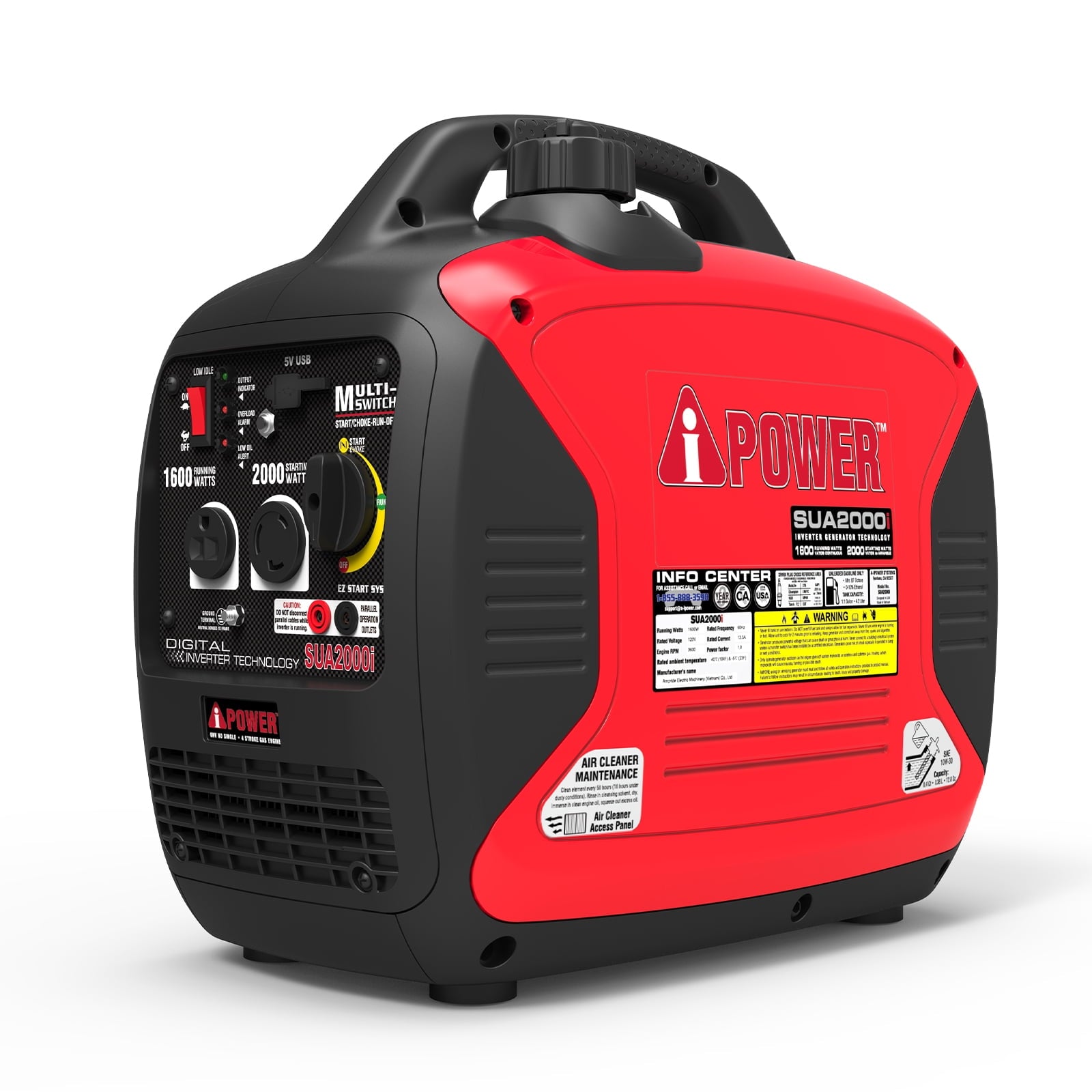 A-iPower SUA2000i Super Quiet 1600-Watt Portable Digital Inverter Gas Generator