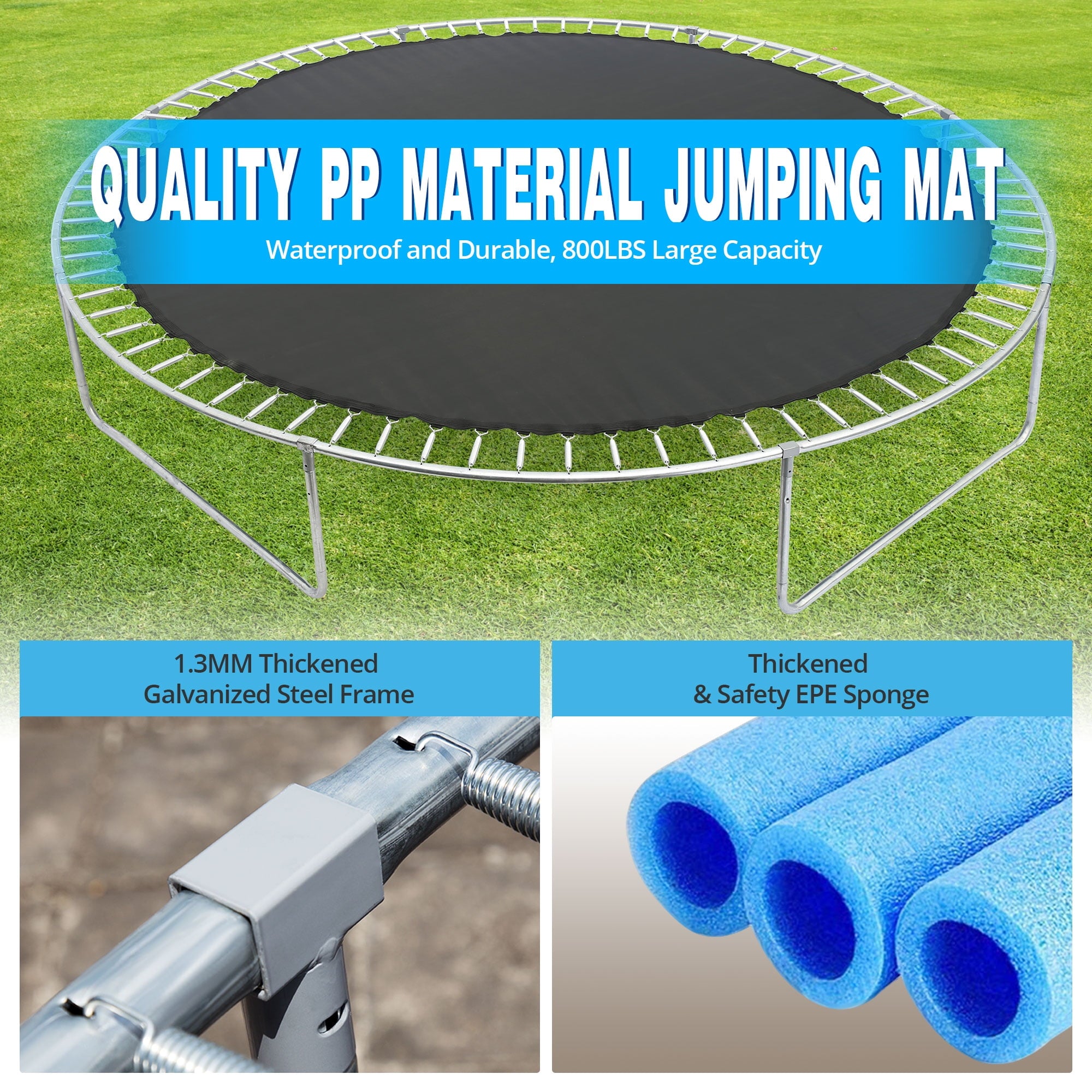 14FT Trampoline for Kids, Trampoline with Basketball Hoop&Safety Enclosure Net, 880LBS Capacity 4 Kids, Waterproof Mat and Ladder, Outdoor Backyard Trampoline