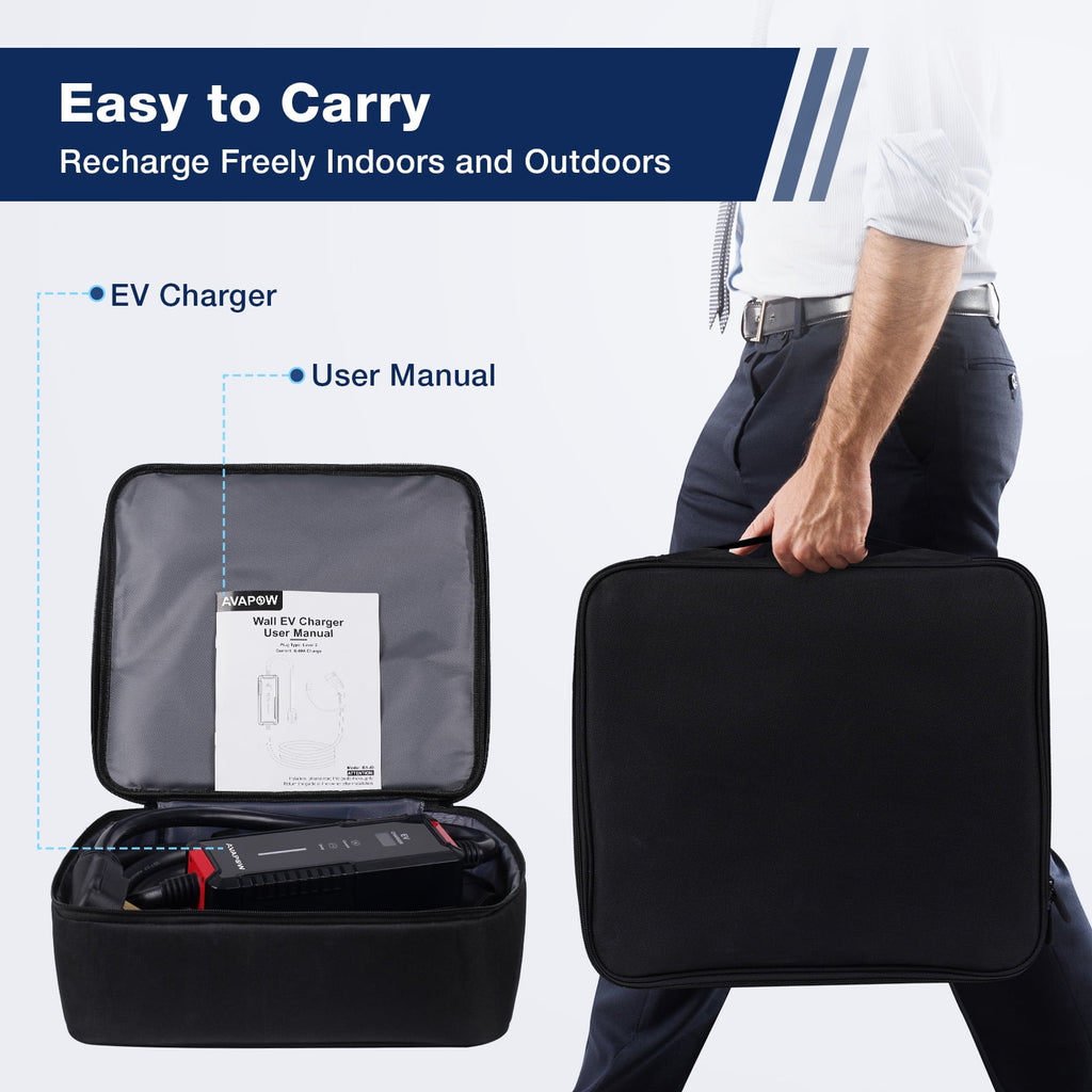 AVAPOW Level 2 Portable EV Charger, 240V 40A Electric Car Charger with 25FT Charging Cable, Plug-in EV Charging Station with NEMA 14-50 Plug