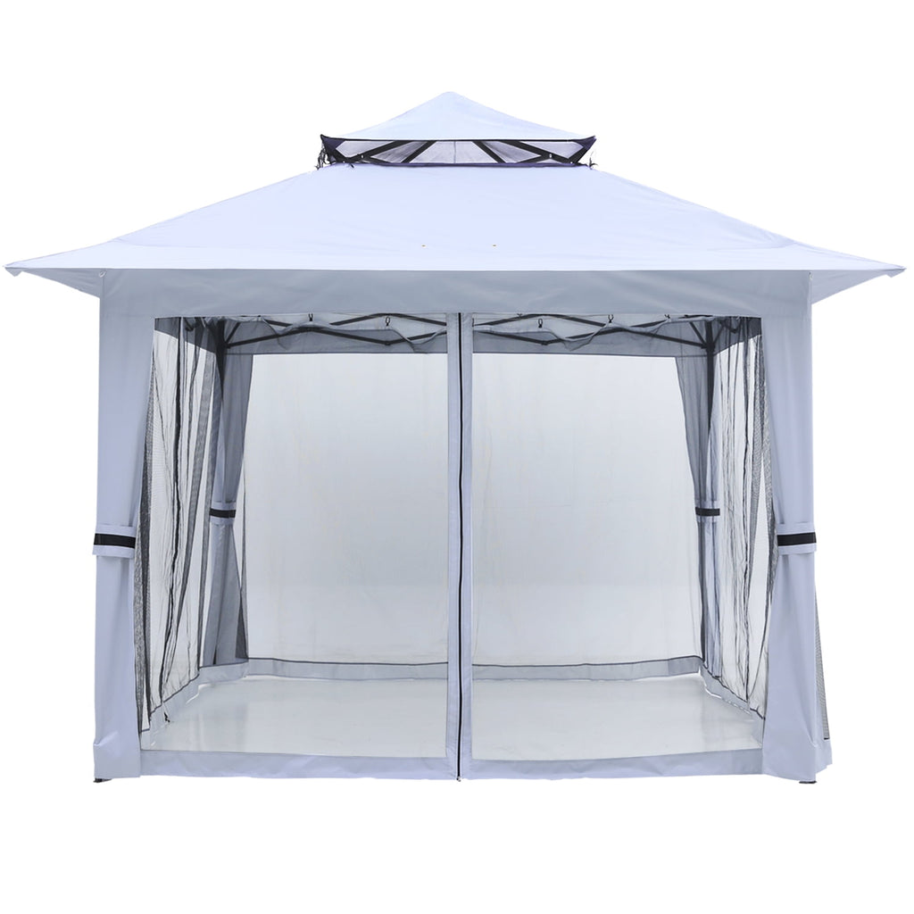 ABCCANOPY 13'x13' Gazebo Tent Outdoor Pop up Gazebo Canopy Shelter with Mosquito Netting, Brown