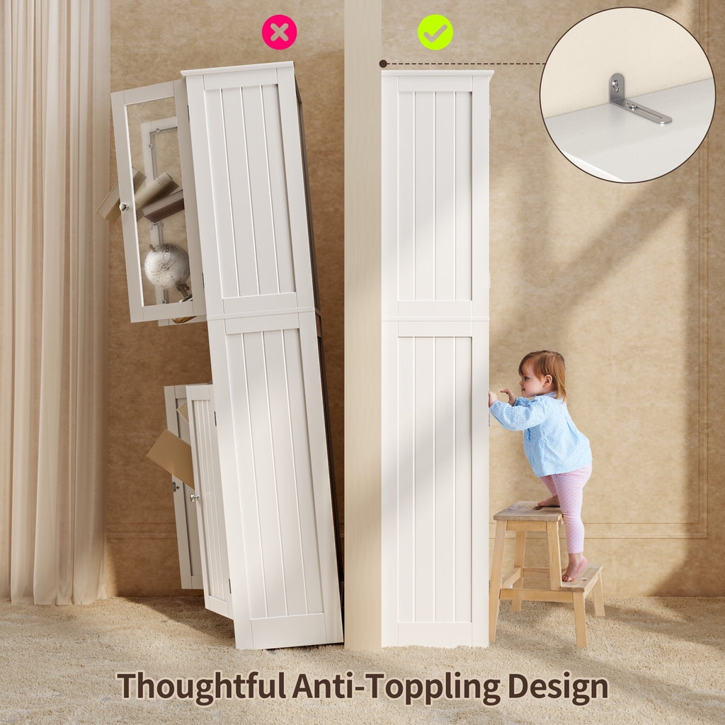 Aiho 47" H Kitchen Pantry Cabinet with 2 Doors and 2 Drawers, Solid & Sturdy, Storage Cabinet for Entryway, Kitchen - White