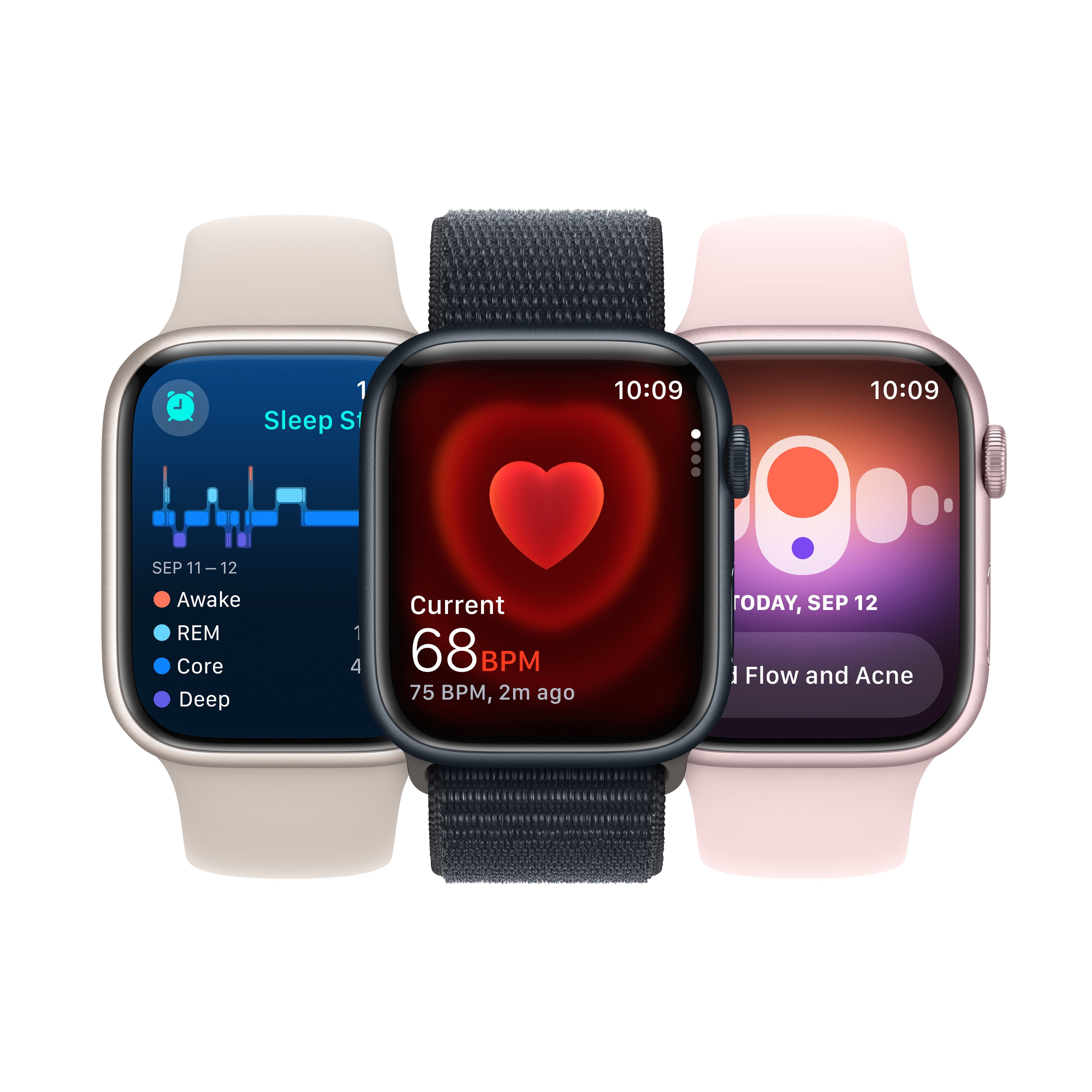 Apple Watch Series 9 [GPS 41mm] Smartwatch with Starlight Aluminum Case and Starlight Sport Band - S/M. Fitness Tracker, ECG Apps, Always-On Retina Display, Water Resistant