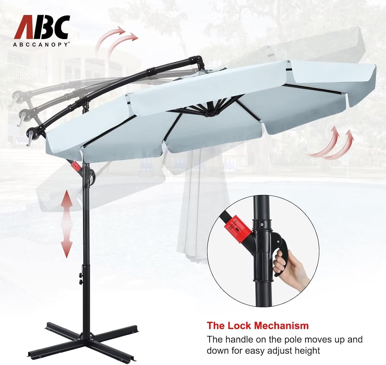 ABCCANOPY 10 FT Patio Umbrellas with Crank & Cross Base for Garden, Backyard, Pool and Beach, 12+ Colors(Turquoise)