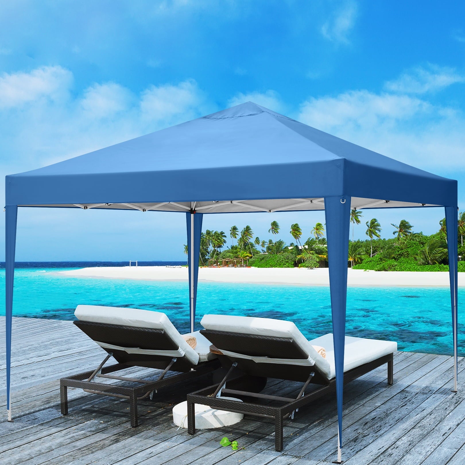 10'x 10' Pop up Canopy 1 Person Setup Canopy Portable Outdoor Party Instant Shelter with 4 Removable Sidewalls & Carrying Bag for Wedding Picnics Camping, White