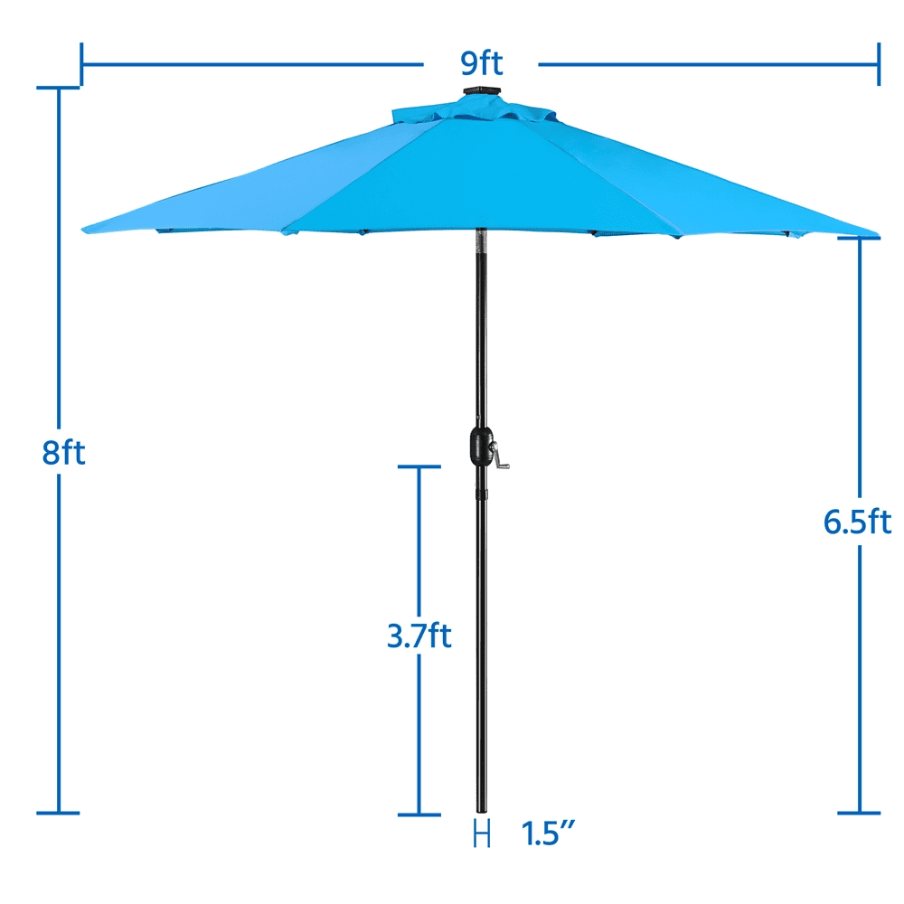 Alden Design 7.5ft Standard Patio Umbrella with LED Lights, Tan