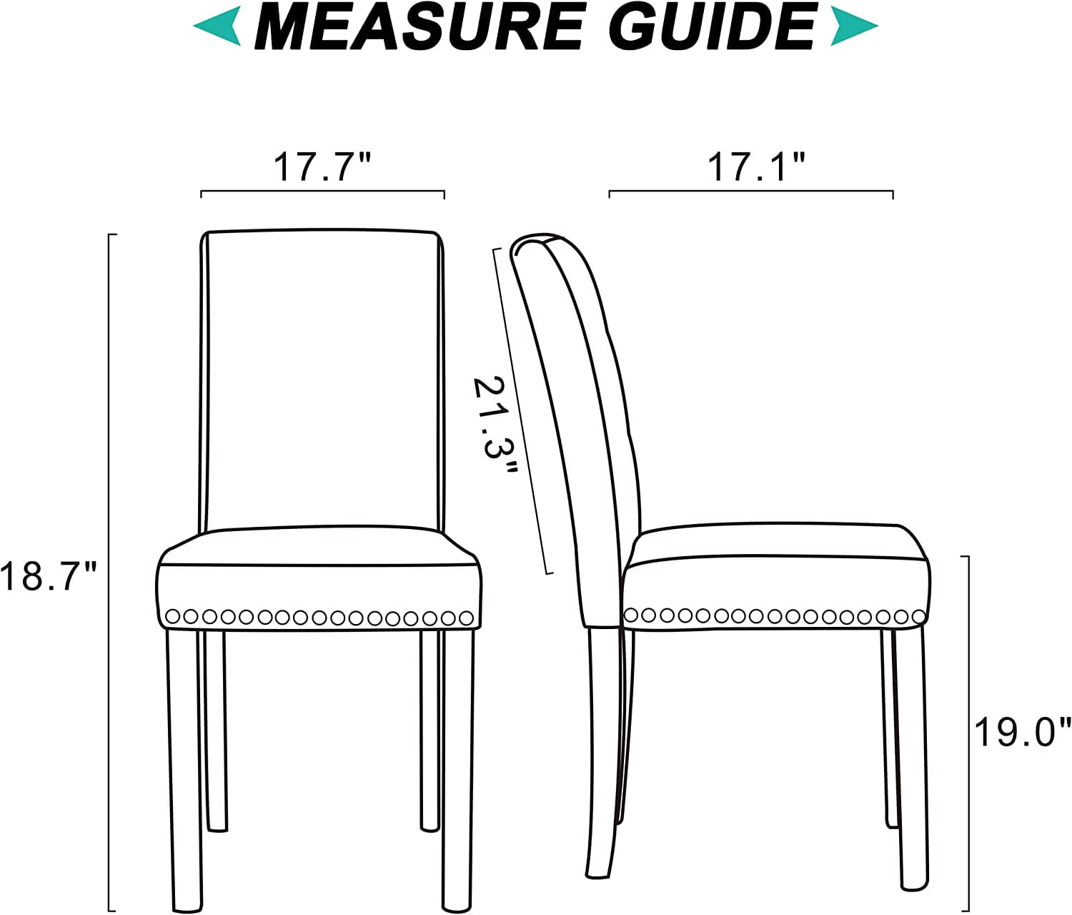 AOKHNBF Dining Chairs Upholstered Living Room Chairs Fabric Padded Parson Chair Kitchen Living Room Armless Side Chair with Silver Nails and Solid Wood Legs (Beige)