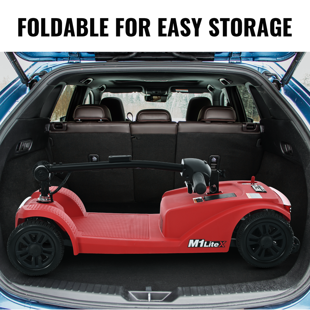 4 Wheels Mobility Scooter, Folding Lightweight Travel Mobility Scooter with 360° Swivel Seat, Heavy Duty Electric Motorized Scooters for Seniors Adults, Compact Transformer Mobility Scooter, Orange