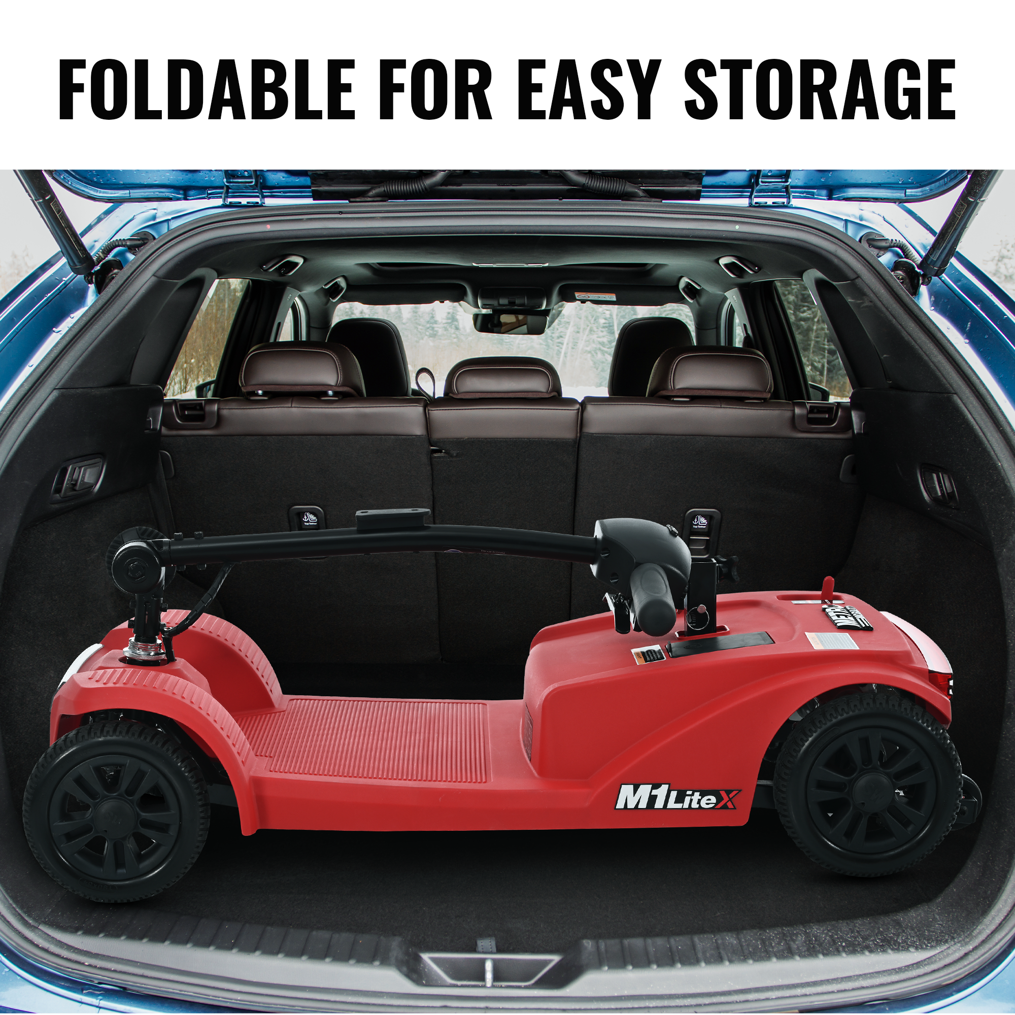 4 Wheels Mobility Scooter, Folding Lightweight Travel Mobility Scooter with 360° Swivel Seat, Heavy Duty Electric Motorized Scooters for Seniors Adults, Compact Transformer Mobility Scooter, Orange